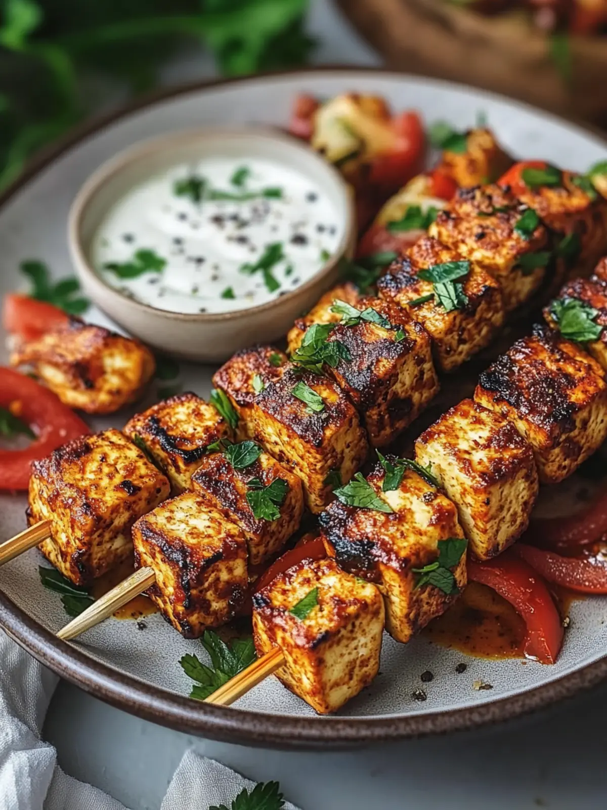 Leckere Mittlere Östliche Tofu Spieße: Vegan und glutenfrei! 5 Mittlere Östliche Tofu Spieße (vegan und glutenfrei)