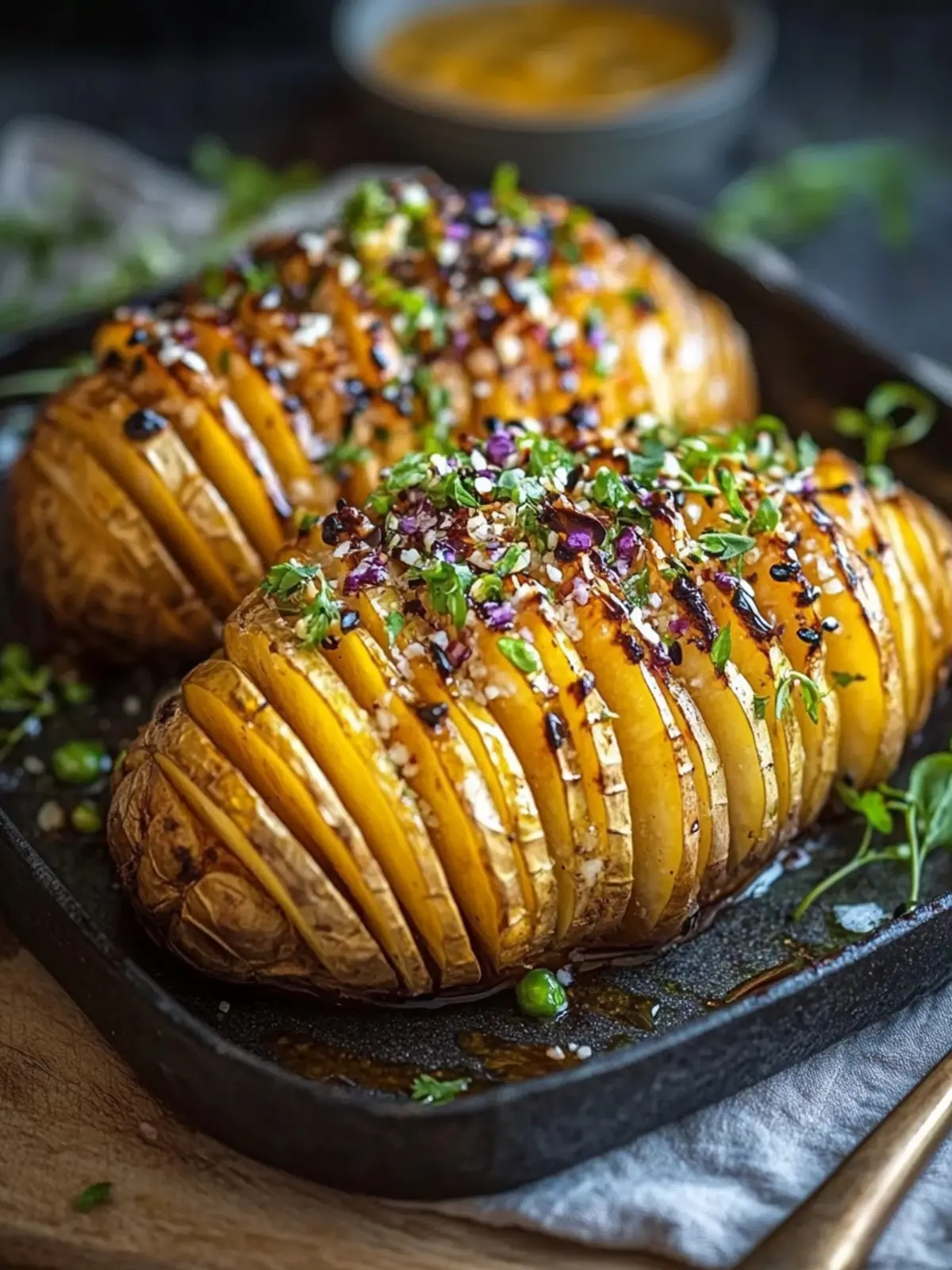 Hasselback Süßkartoffeln mit Ahorn-Miso-Butter – Ein Genuss! 2 Hasselback Süßkartoffeln mit Ahorn-Miso-Butter Rezept