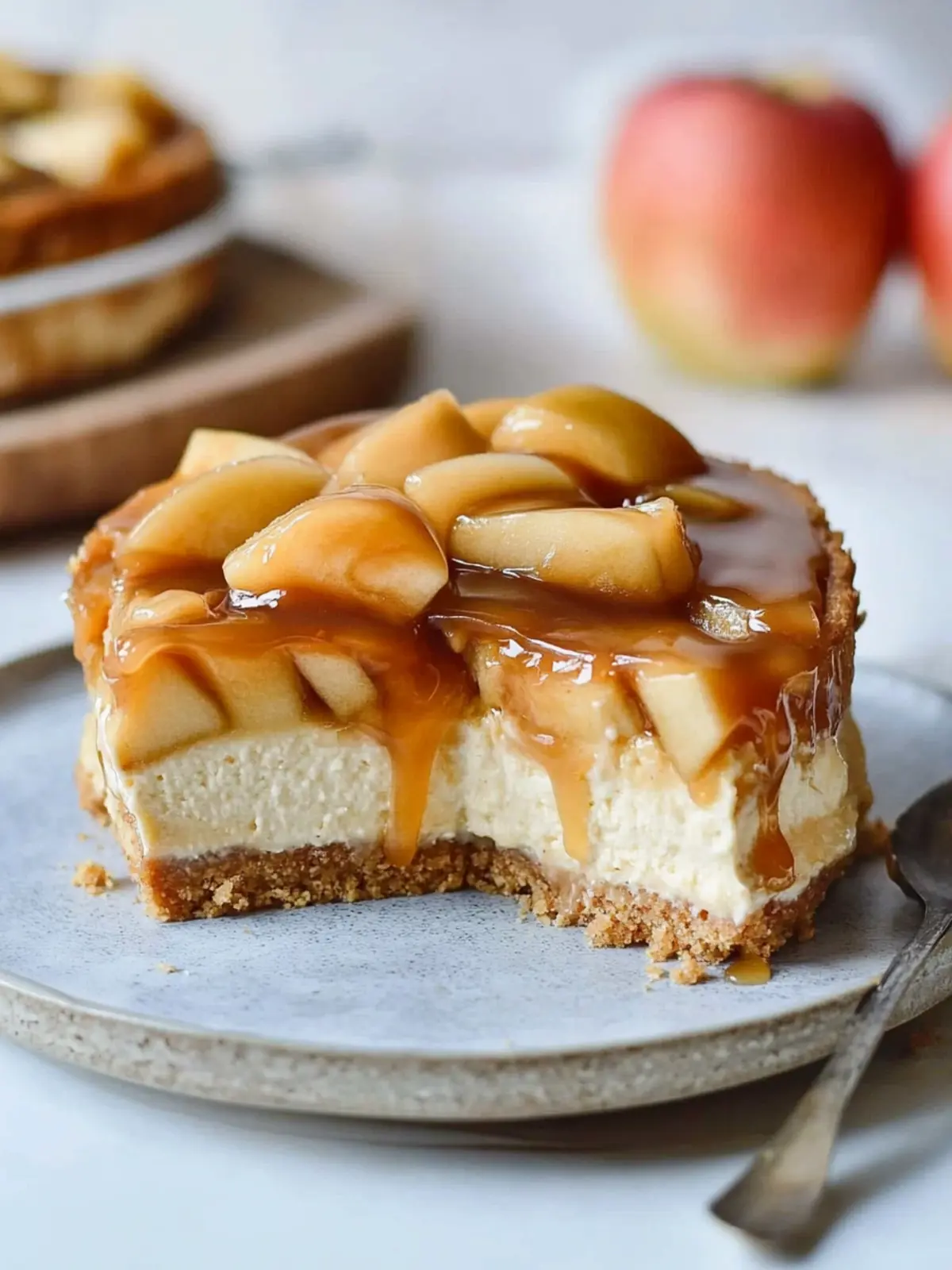 Vegane Apfel-Cheesecake mit Karamell: Glutenfreier Genuss 5 Apple Cheesecake with Caramel (vegan, gluten-free)