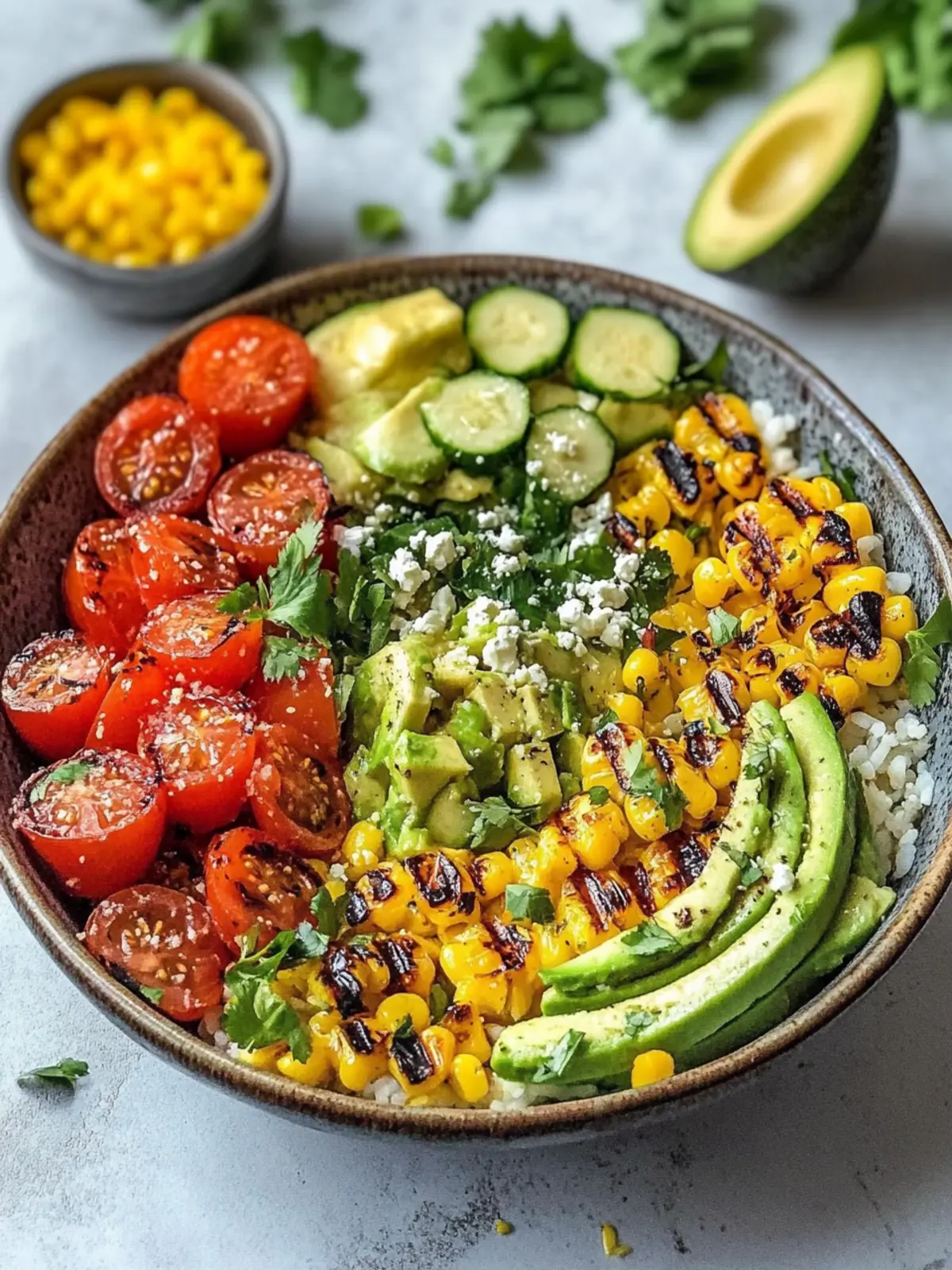 Einfache gegrillte Garnelen-Schüssel mit Avocado und Mais für den Sommergenuss 5 Einfache gegrillte Garnelen-Schüssel mit Avocado und Mais