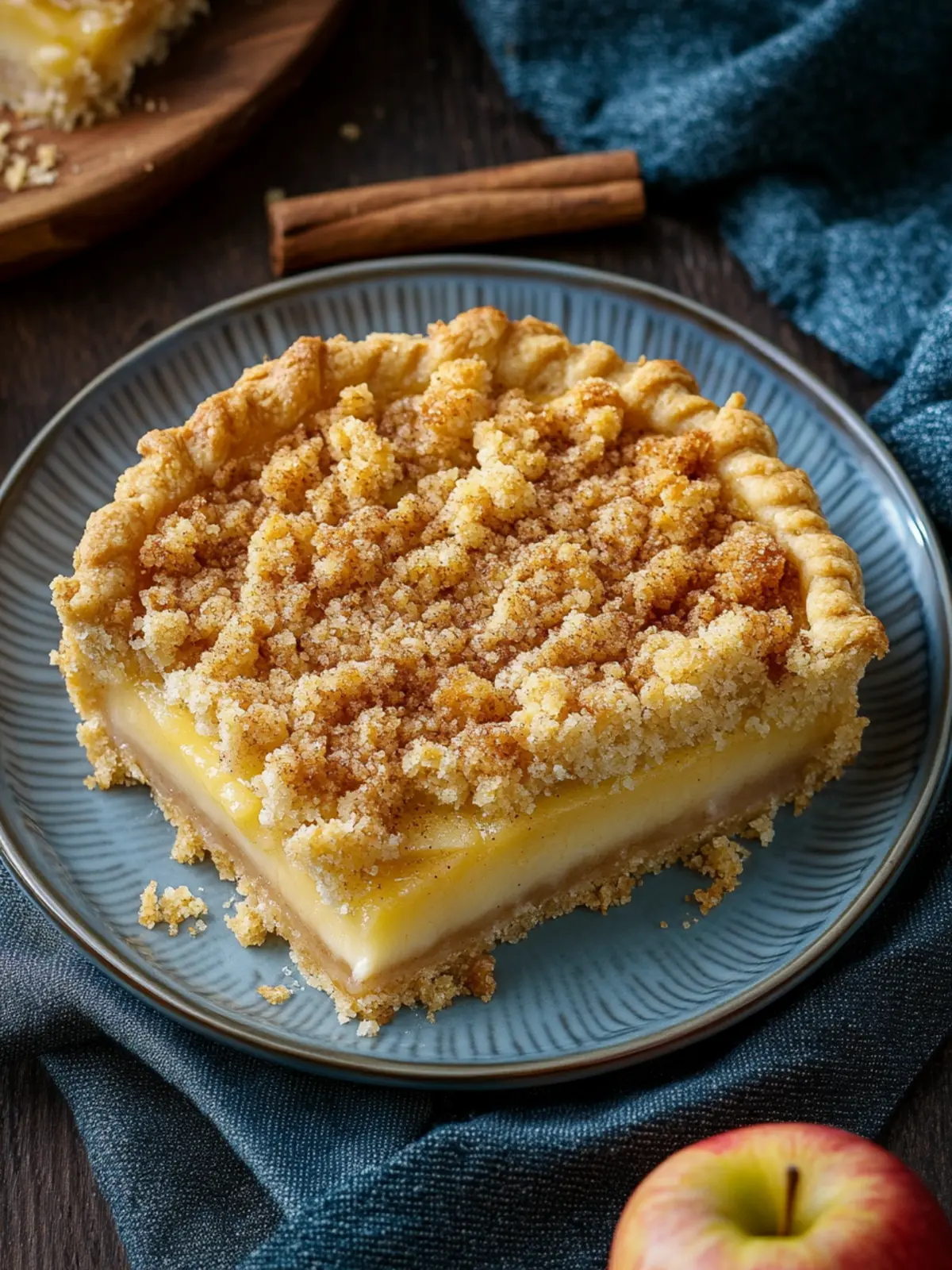Genussvoller Apfelkuchen mit Pudding und Zimtstreuseln 5 apple pie with pudding and cinnamon streusel