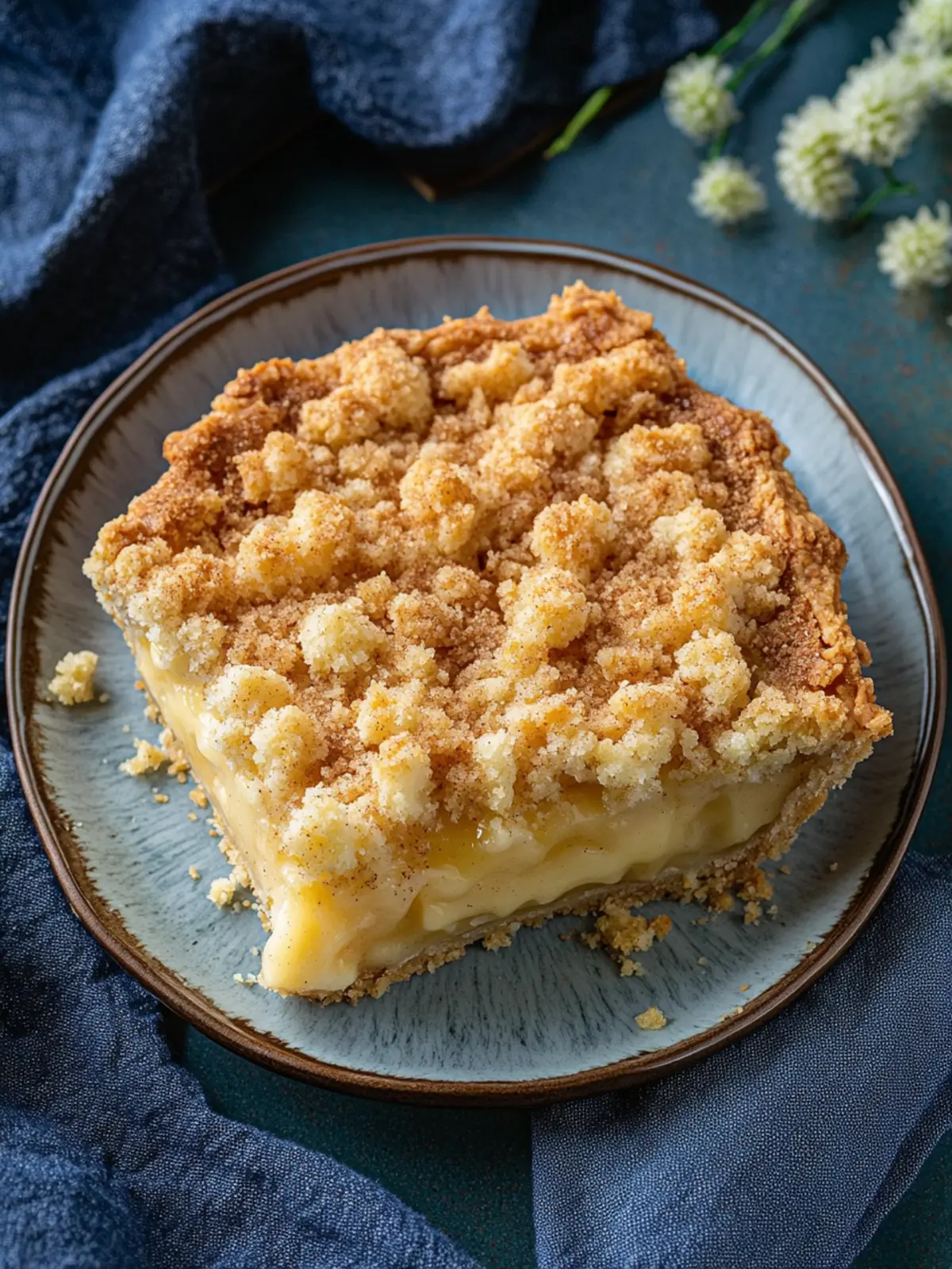 Genussvoller Apfelkuchen mit Pudding und Zimtstreuseln 4 apple pie with pudding and cinnamon streusel