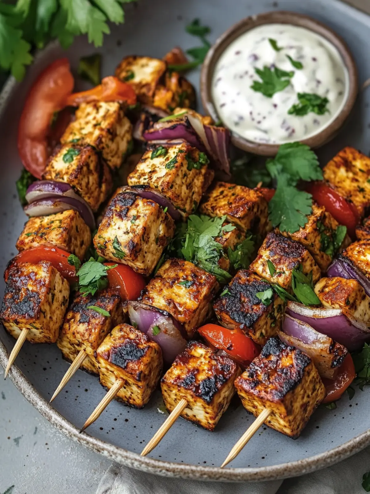 Leckere Mittlere Östliche Tofu Spieße: Vegan und glutenfrei! 2 Mittlere Östliche Tofu Spieße (vegan und glutenfrei)