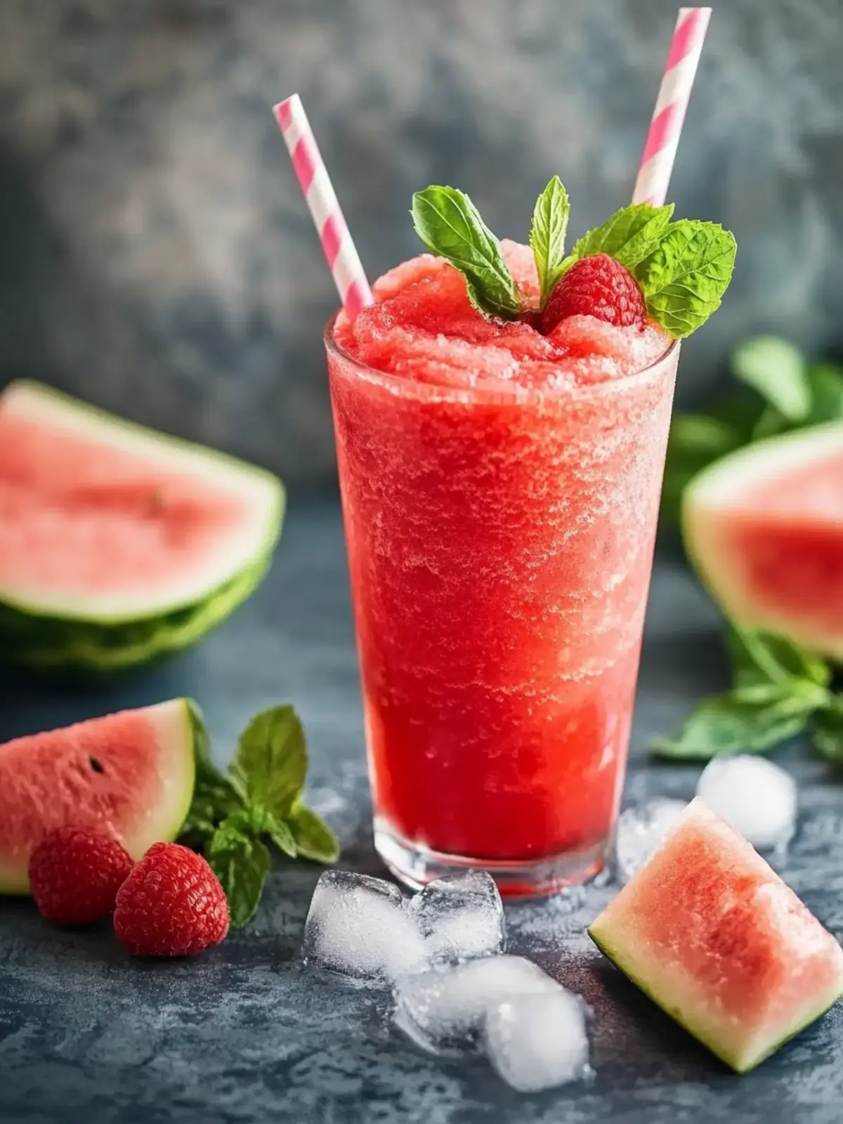 Erfrischender Melonen-Himbeer-Slush für heiße Sommertage 4 Melonen-Himbeer-Slush