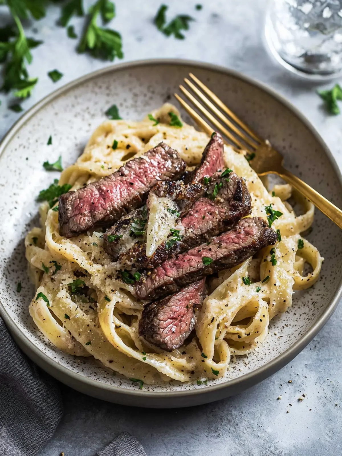Cremige Steak-Pasta (mit Champignon- und Whiskysoße)