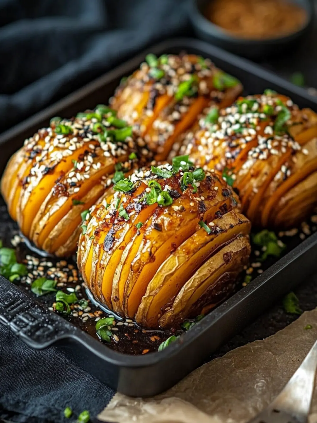 Hasselback Süßkartoffeln mit Ahorn-Miso-Butter Rezept für Genuss 5 Hasselback Süßkartoffeln mit Ahorn-Miso-Butter Rezept