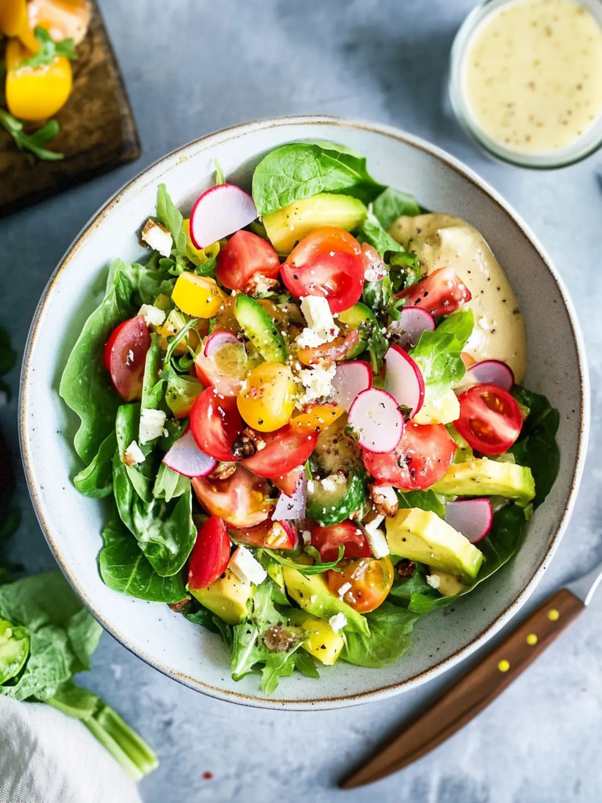 Bunter Salat mit leckerem Dressing für frische Genussmomente 4 Bunter Salat mit leckerem Dressing