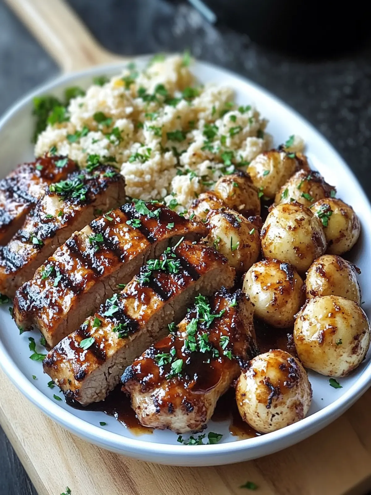 Honig-BBQ-Hähnchen mit Knoblauch-Parmesan-Kartoffeln für die Familie 3 Honig-BBQ-Hähnchen mit Knoblauch-Parmesan-Kartoffeln