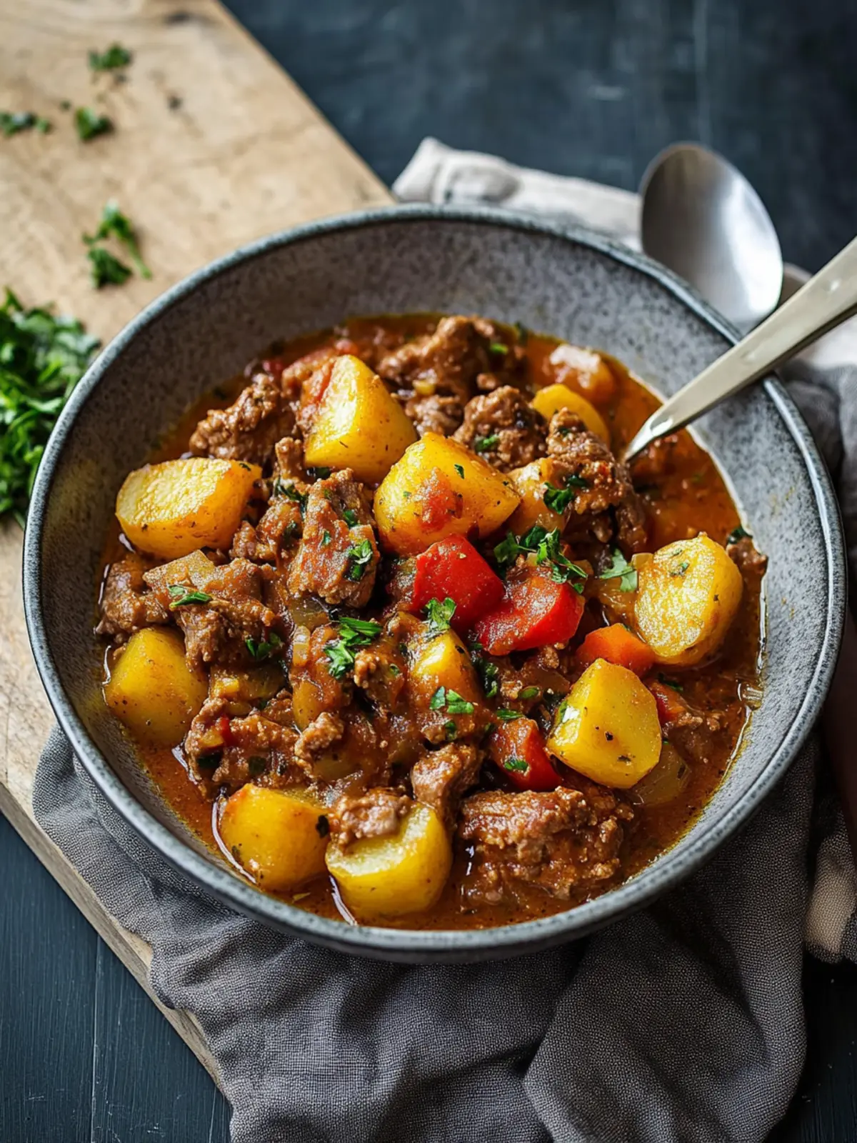 Herzhafter Bauerntopf mit Hackfleisch, Kartoffeln & Paprika 4 Bauerntopf mit Hackfleisch, Kartoffeln und Paprika