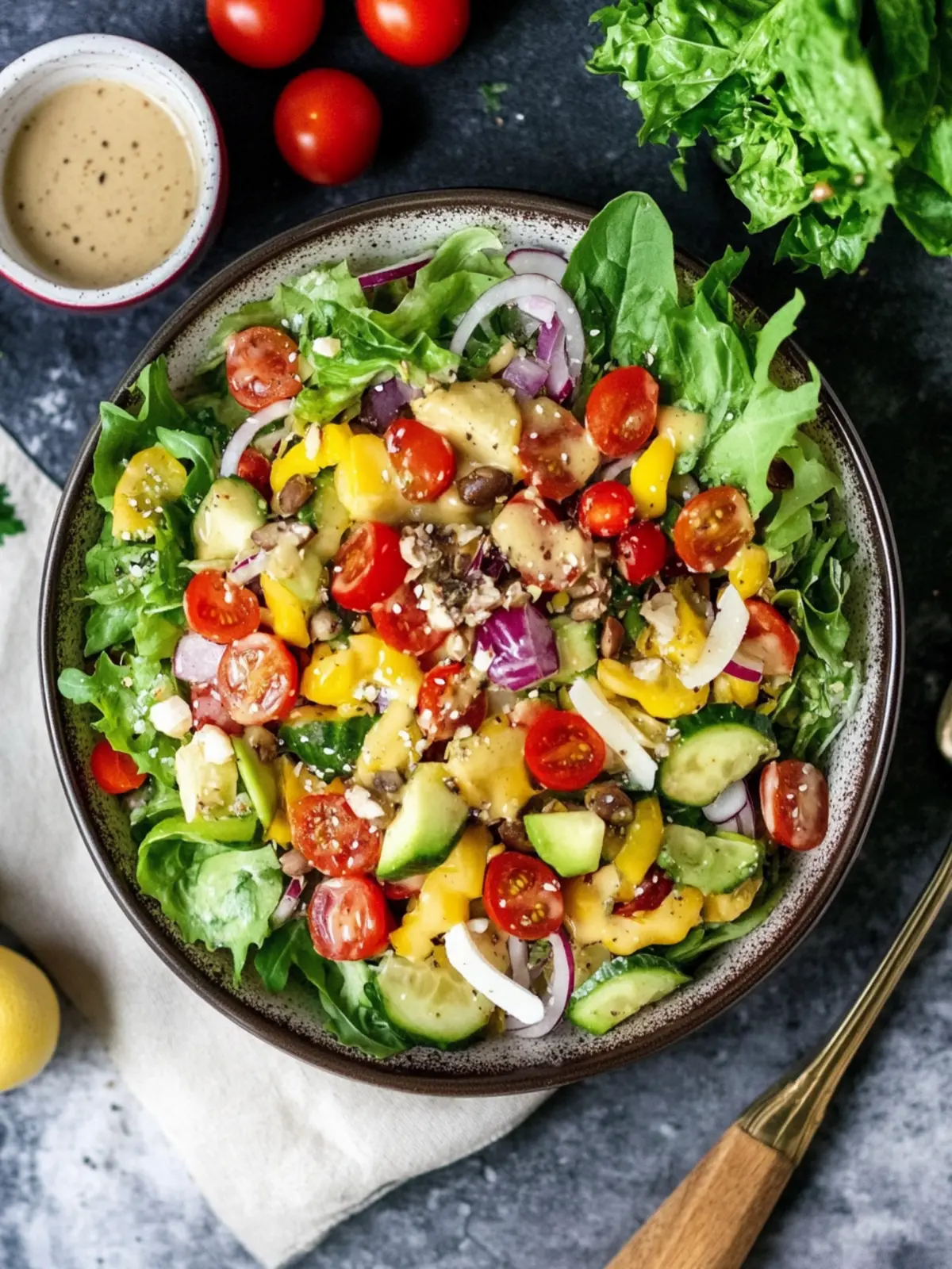 Bunter Salat mit leckerem Dressing für frische Genussmomente 2 Bunter Salat mit leckerem Dressing