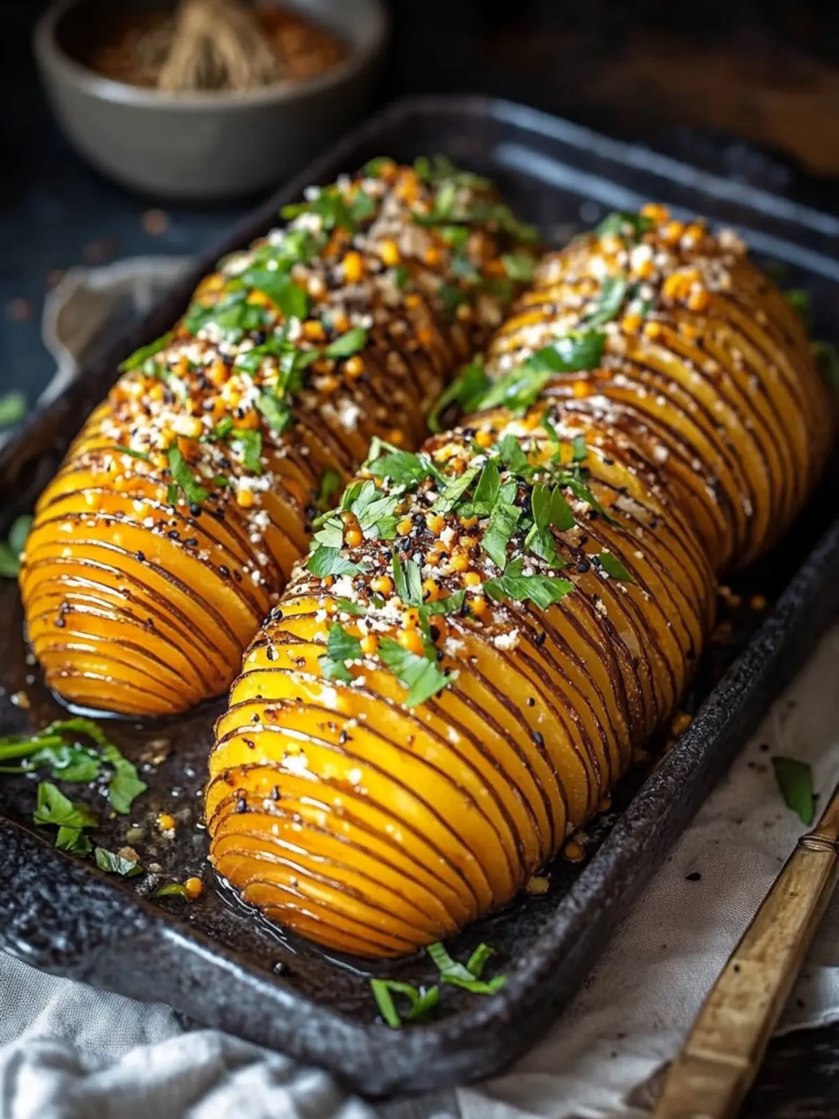 Hasselback Süßkartoffeln mit Ahorn-Miso-Butter Rezept für Genuss 2 Hasselback Süßkartoffeln mit Ahorn-Miso-Butter Rezept