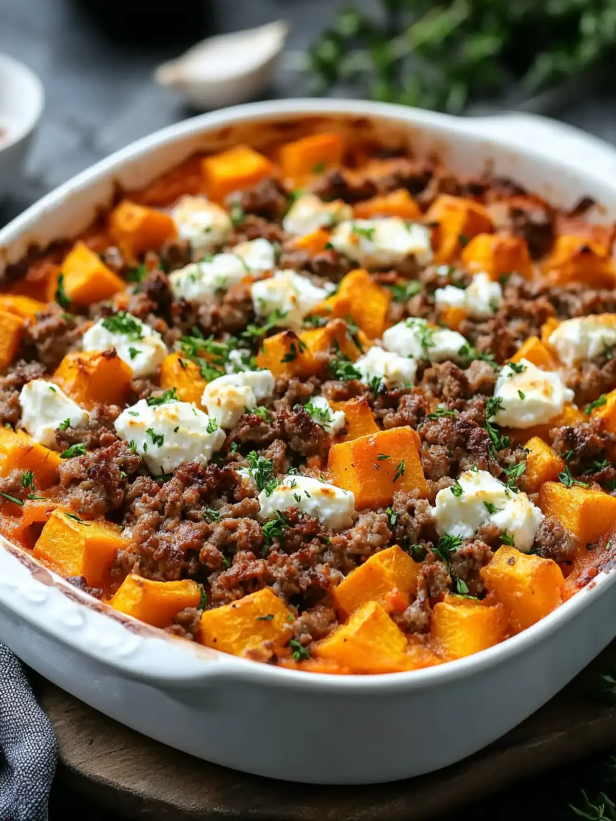 Süßkartoffel-Hackfleisch-Auflauf mit Feta für den Familiengenuss 2 Sweet Potato Minced Meat Casserole with Feta
