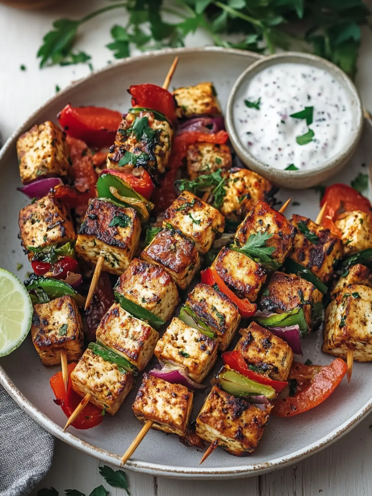 Leckere Mittlere Östliche Tofu Spieße: Vegan und glutenfrei! 3 Mittlere Östliche Tofu Spieße (vegan und glutenfrei)