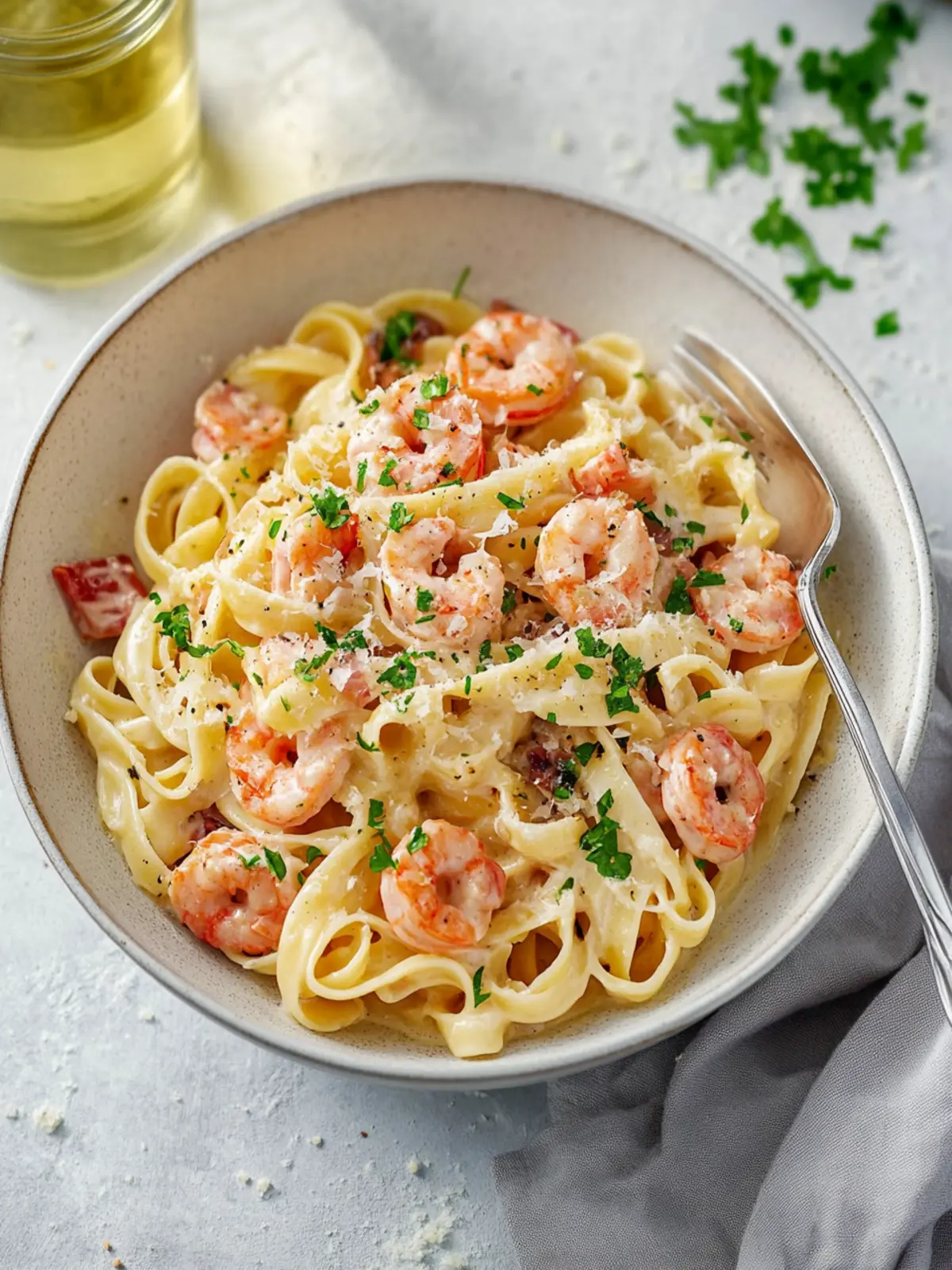 Pasta mit Garnelen in Weißwein-Sahnesauce: Schnell & Lecker 4 Pasta mit Garnelen in Weißwein-Sahnesauce
