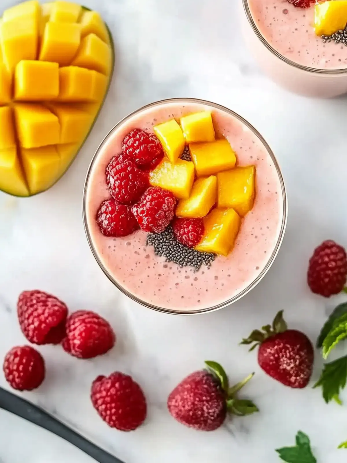 Mango Erdbeer Smoothie Schüssel – Frisch und Proteinreich genießen 3 Mango Erdbeer Smoothie Schüssel