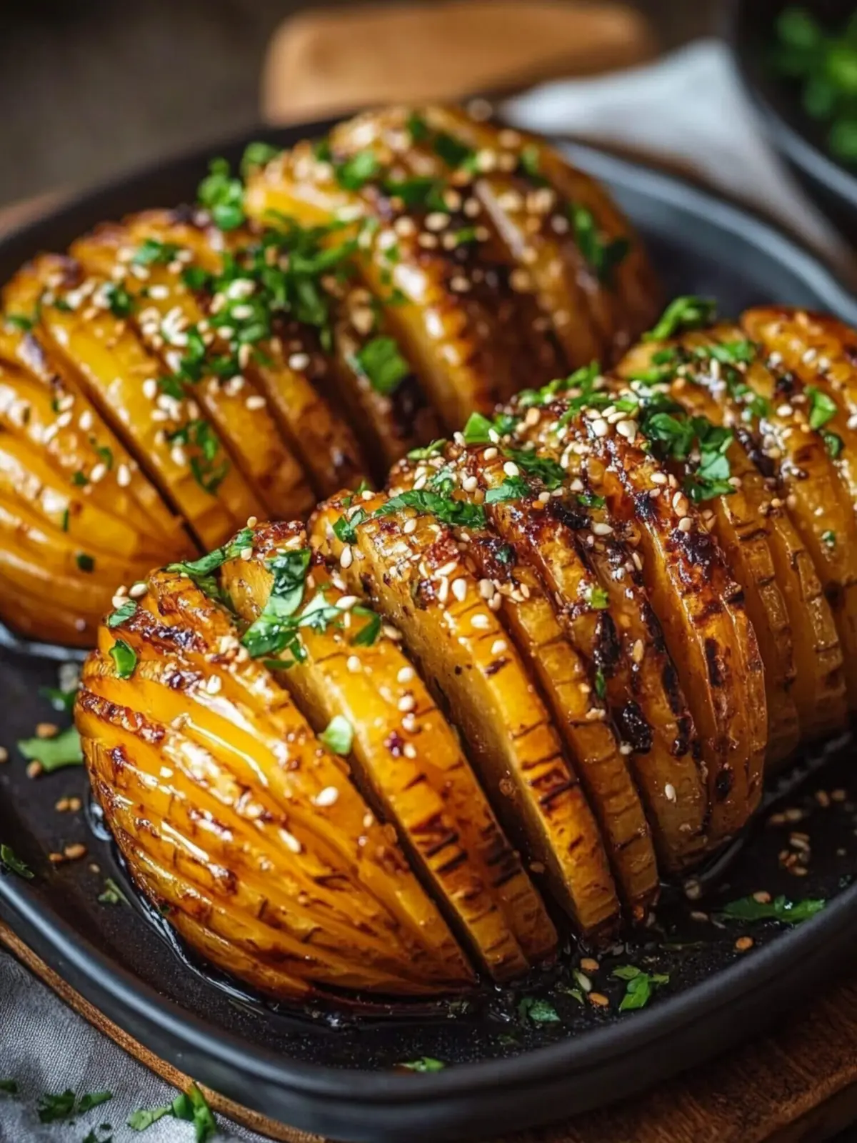 Hasselback Süßkartoffeln mit Ahorn-Miso-Butter – Ein Genuss! 3 Hasselback Süßkartoffeln mit Ahorn-Miso-Butter Rezept