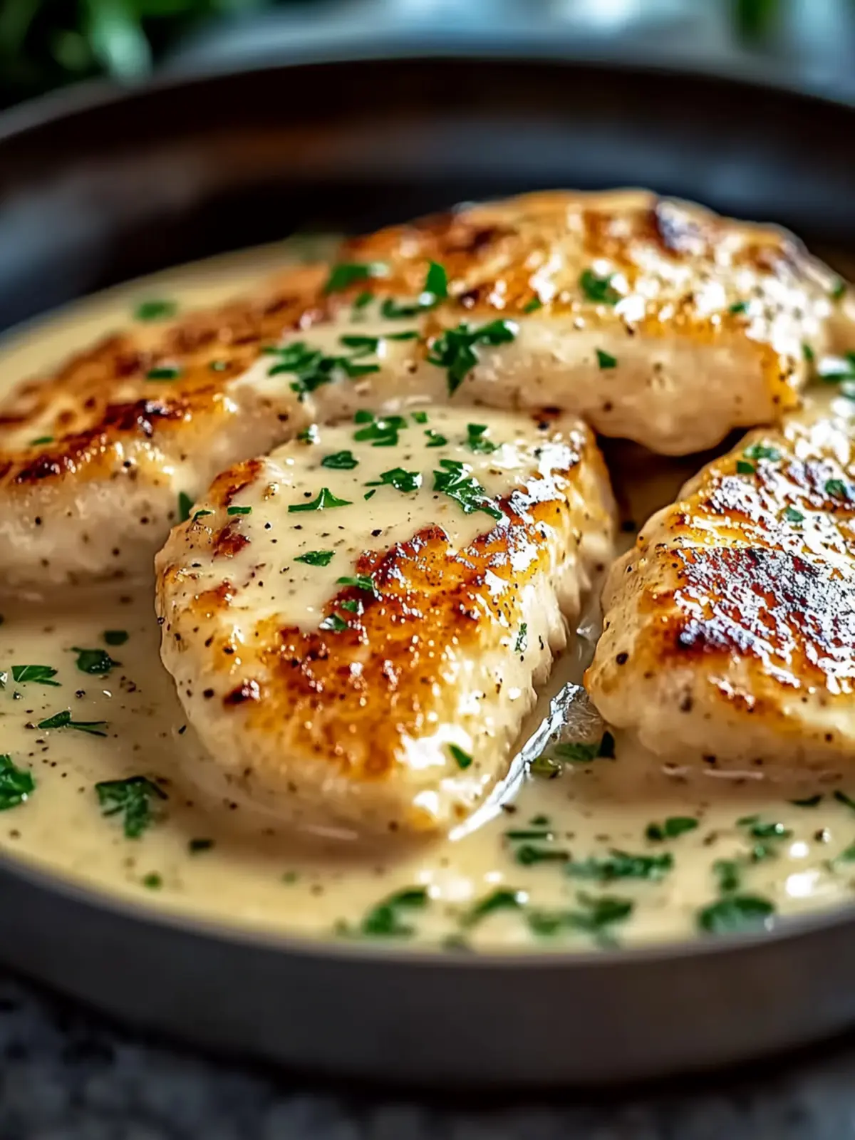 Cremiges Hähnchenfilet in würziger Knoblauch-Parmesan-Sauce für Zauberhafte Abendessen 2 Cremiges Hähnchenfilet in würziger Knoblauch-Parmesan-Sauce