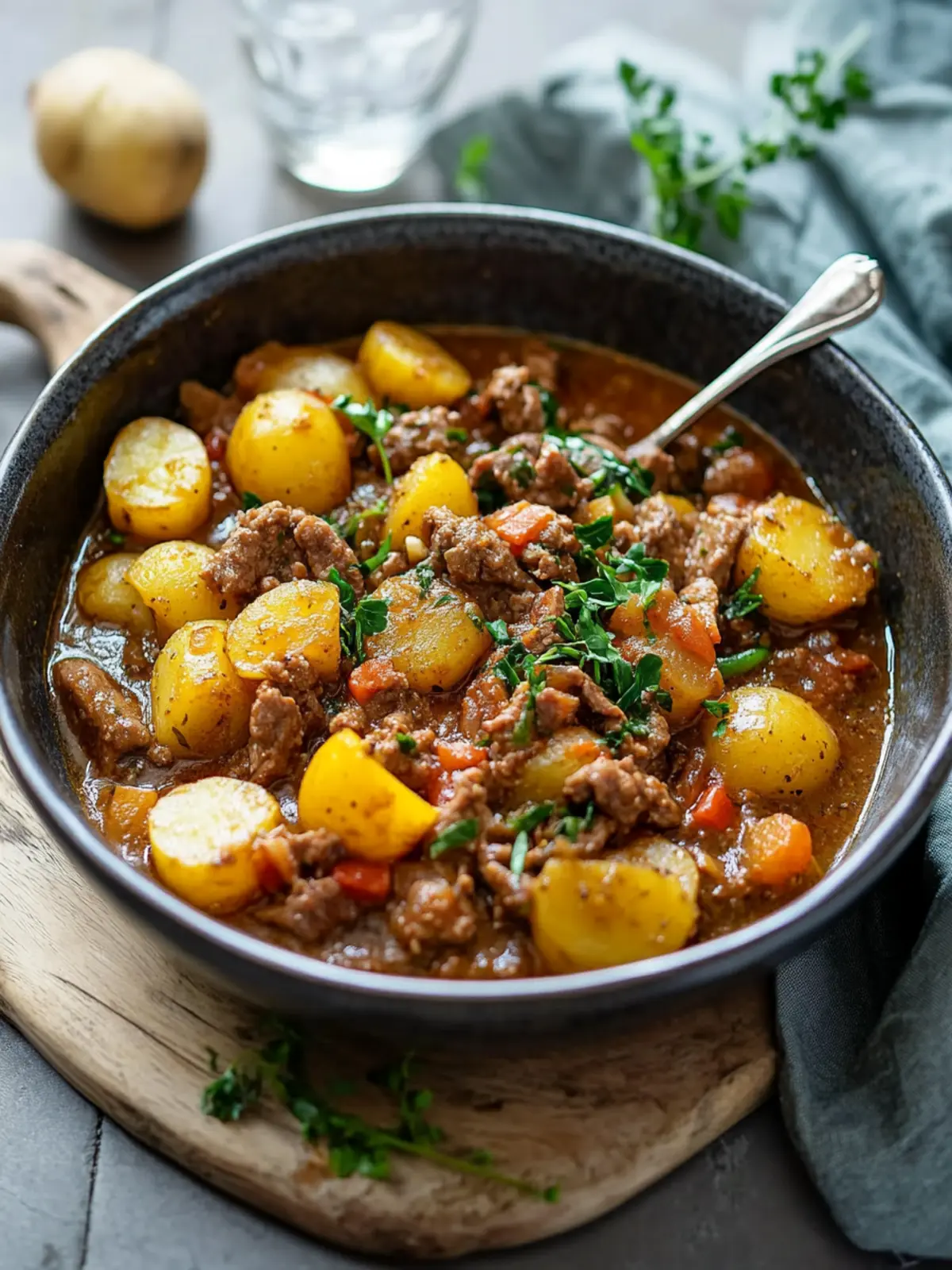 Herzhafter Bauerntopf mit Hackfleisch, Kartoffeln & Paprika 2 Bauerntopf mit Hackfleisch, Kartoffeln und Paprika