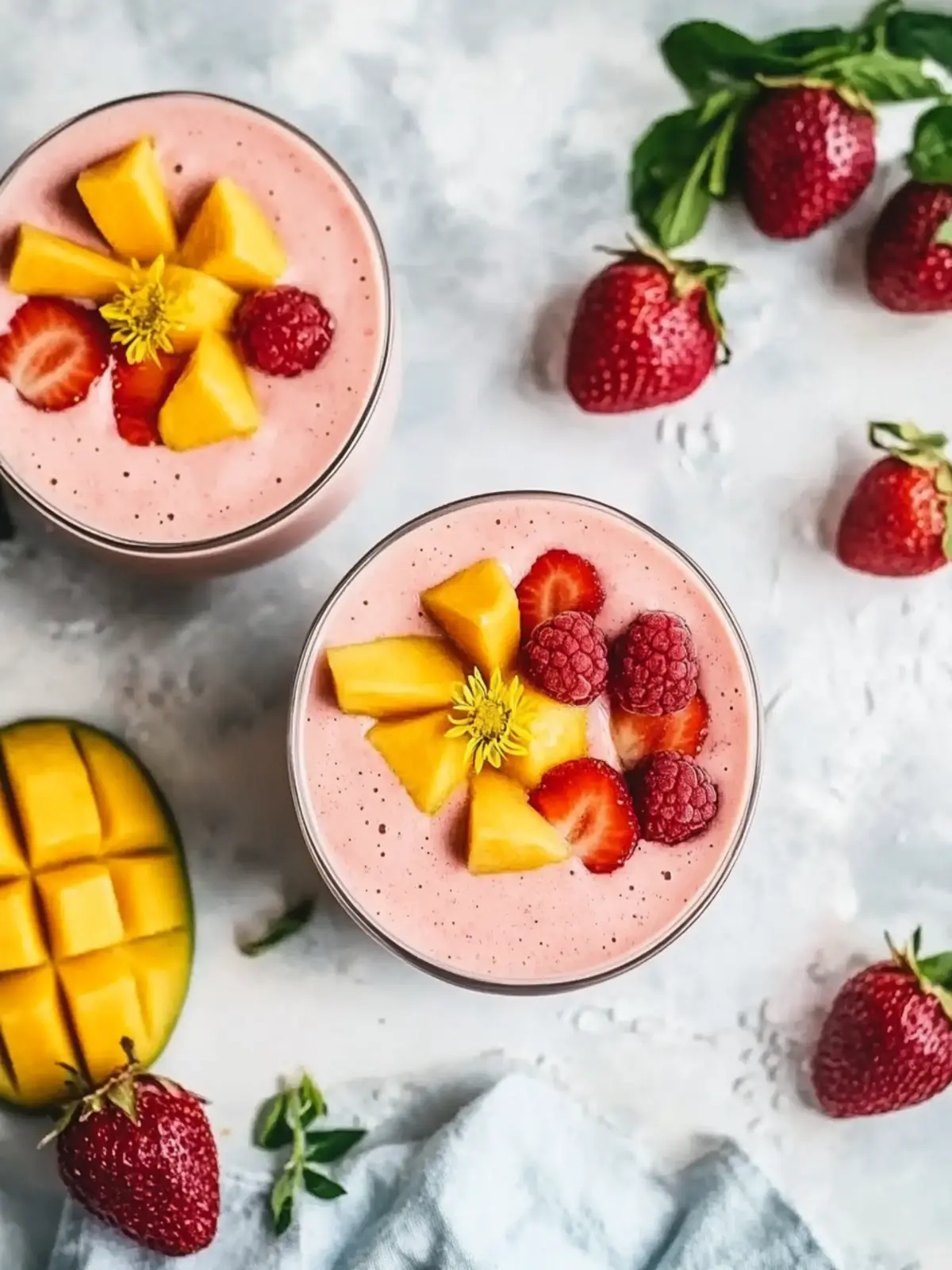 Mango Erdbeer Smoothie Schüssel – Frisch und Proteinreich genießen 5 Mango Erdbeer Smoothie Schüssel