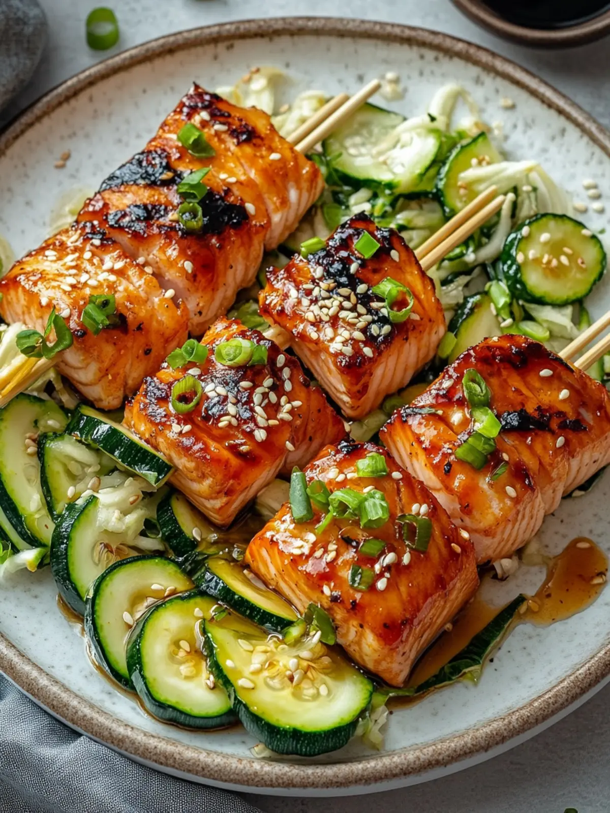 Teriyaki Lachs & Zucchini Spieße: Grillgenuss Gesund und Lecker 3 Teriyaki Lachs & Zucchini Spieße