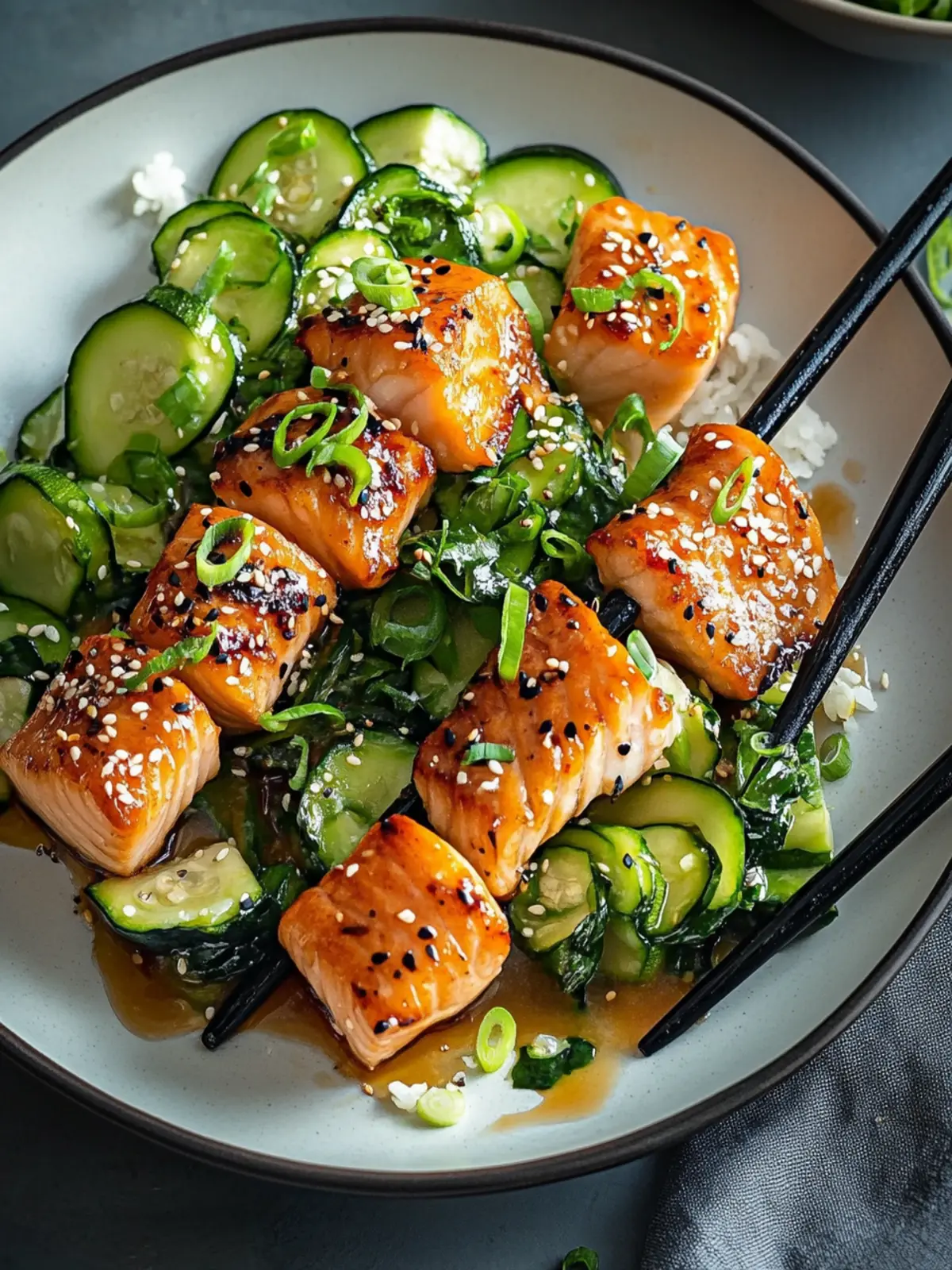 Teriyaki Lachs & Zucchini Spieße: Gesund und Lecker Grillspaß 2 Teriyaki Lachs & Zucchini Spieße