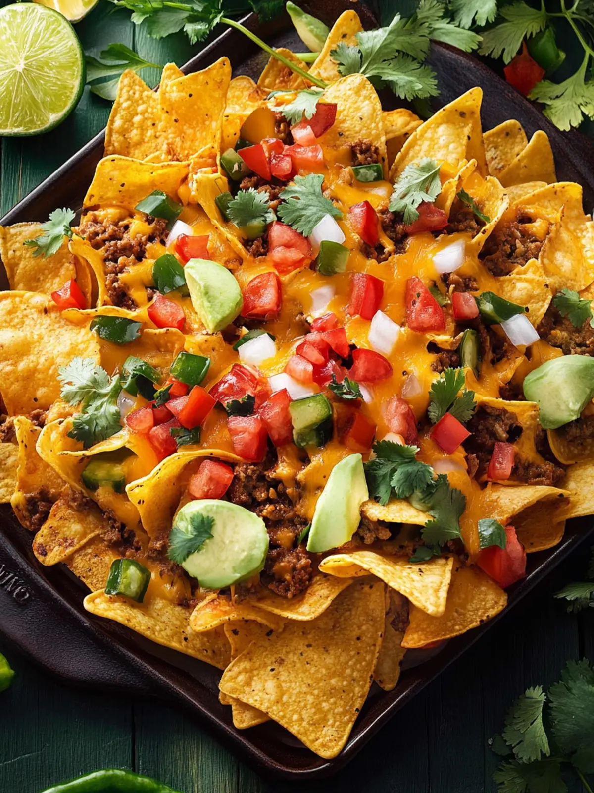 Köstliche Nachos überbacken mit herzhaftem Fleisch und Salsa 5 Nachos überbacken