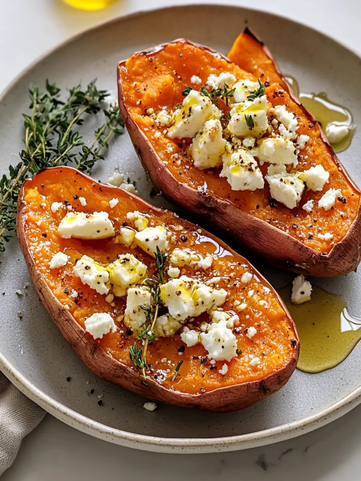 Gebackene Süßkartoffeln mit Honig & Feta – Einfach lecker! 4 Baked sweet potatoes with honey & feta