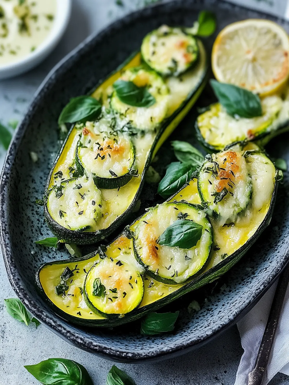 Zucchini-Boote mit cremiger Füllung: Gesund und lecker! 3 Zucchini-Boote mit cremiger Füllung