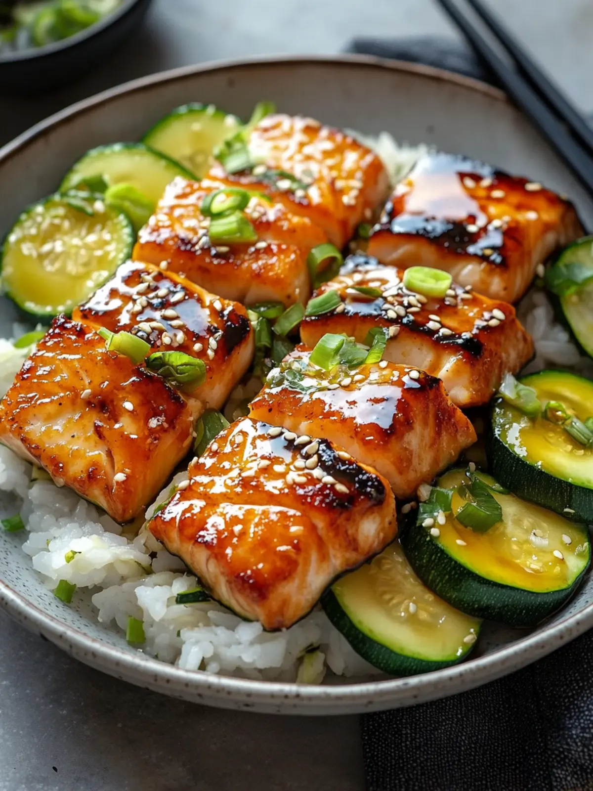 Teriyaki Lachs & Zucchini Spieße – Gesund und lecker grillen 2 Teriyaki Lachs & Zucchini Spieße