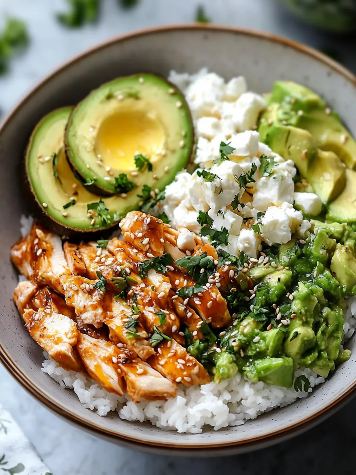 Honig-Limetten-Hähnchen und Avocado-Reis-Bowl für dein Wohlfühlessen 2 Honig-Limetten-Hähnchen und Avocado-Reis-Bowl