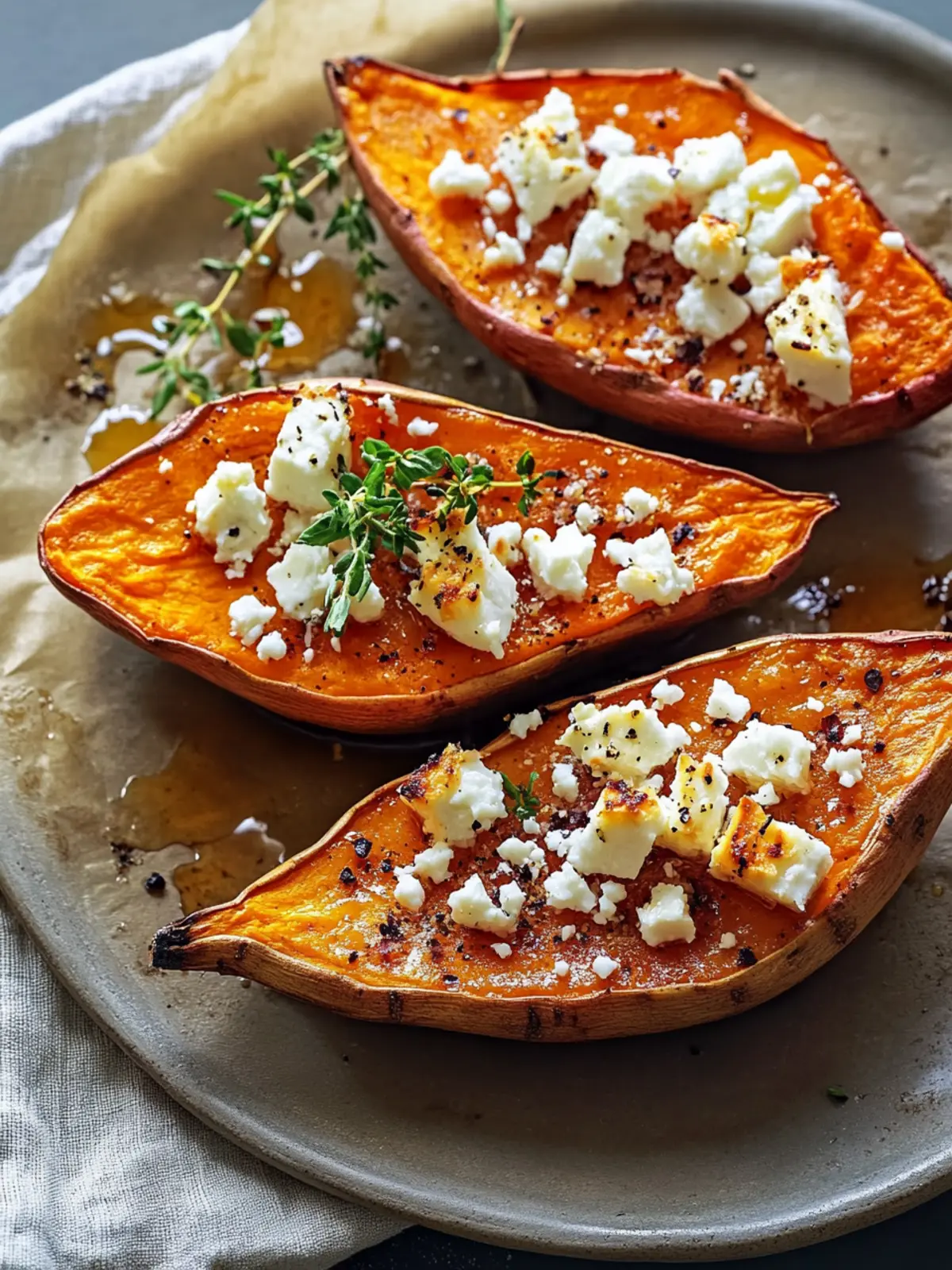 Gebackene Süßkartoffeln mit Honig & Feta – Einfach lecker! 2 Baked sweet potatoes with honey & feta