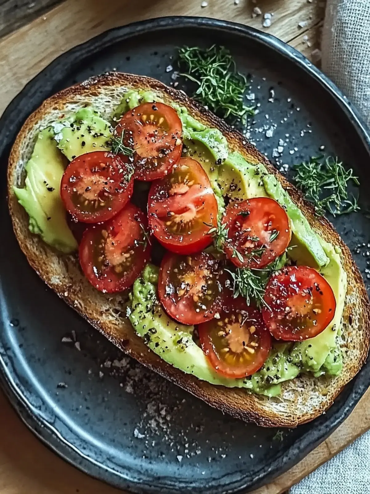 Knuspriges Toast mit Avocadobutter und Tomatensalat genießen 3 Toasted bread with avocado butter-tomato salad