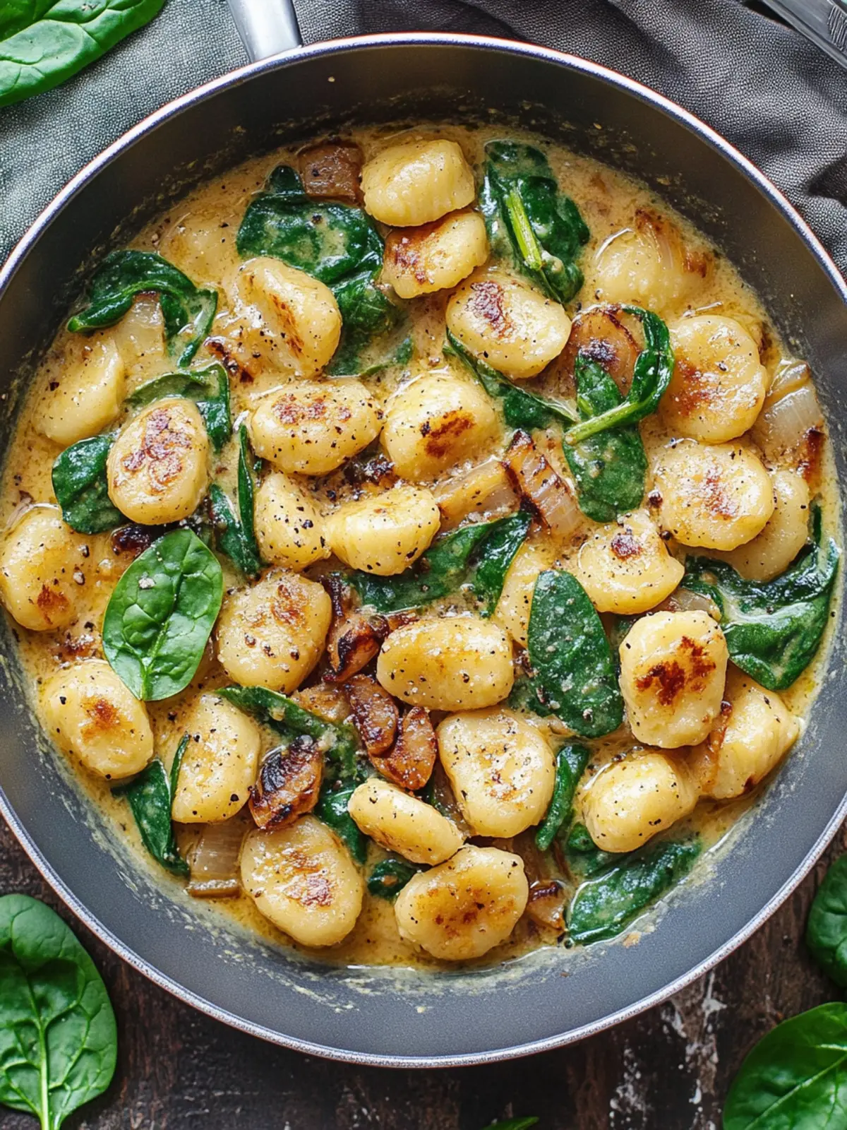 Cremige Spinat- und Pilzgnocchi in 20 Minuten aus einer Pfanne 3 Cremige Spinat- und Pilzgnocchi (Einer-Pfanne, 20 Minuten)