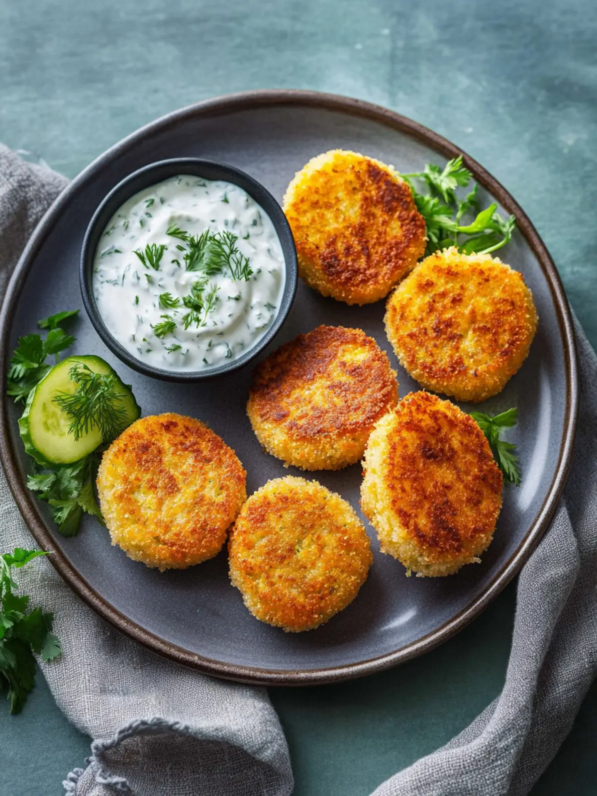 Kohlrabi Frikadellen mit Kräuterquark Dip: Gesund & Lecker 2 Kohlrabi Frikadellen mit Kräuterquark Dip