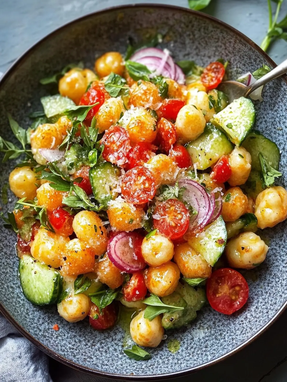 Knuspriger Gnocchi-Salat mit cremigem Dressing für Frischekick 3 Knuspriger Gnocchi-Salat