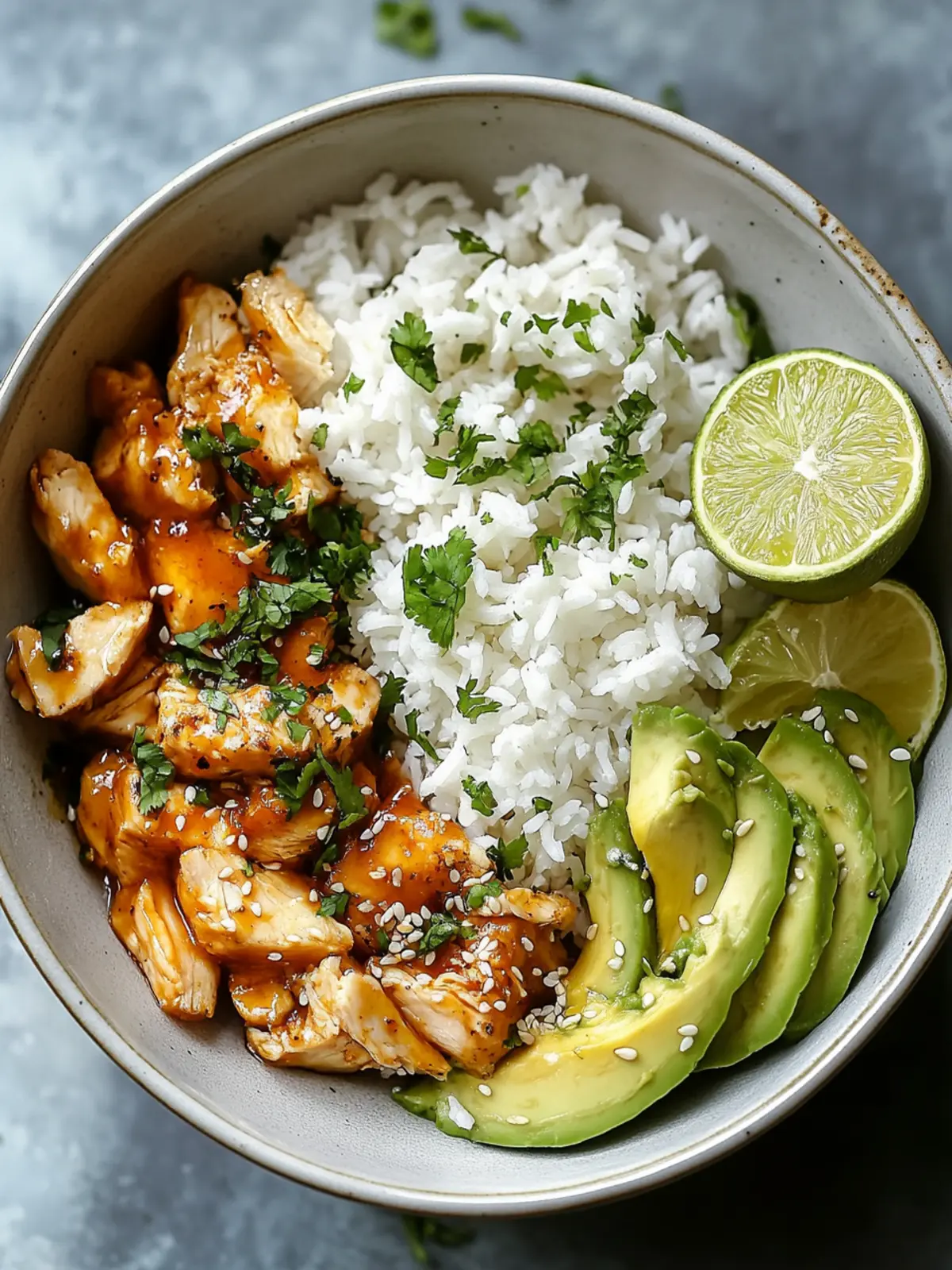 Honig-Limetten-Hähnchen und Avocado-Reis-Bowl für dein Wohlfühlessen 4 Honig-Limetten-Hähnchen und Avocado-Reis-Bowl