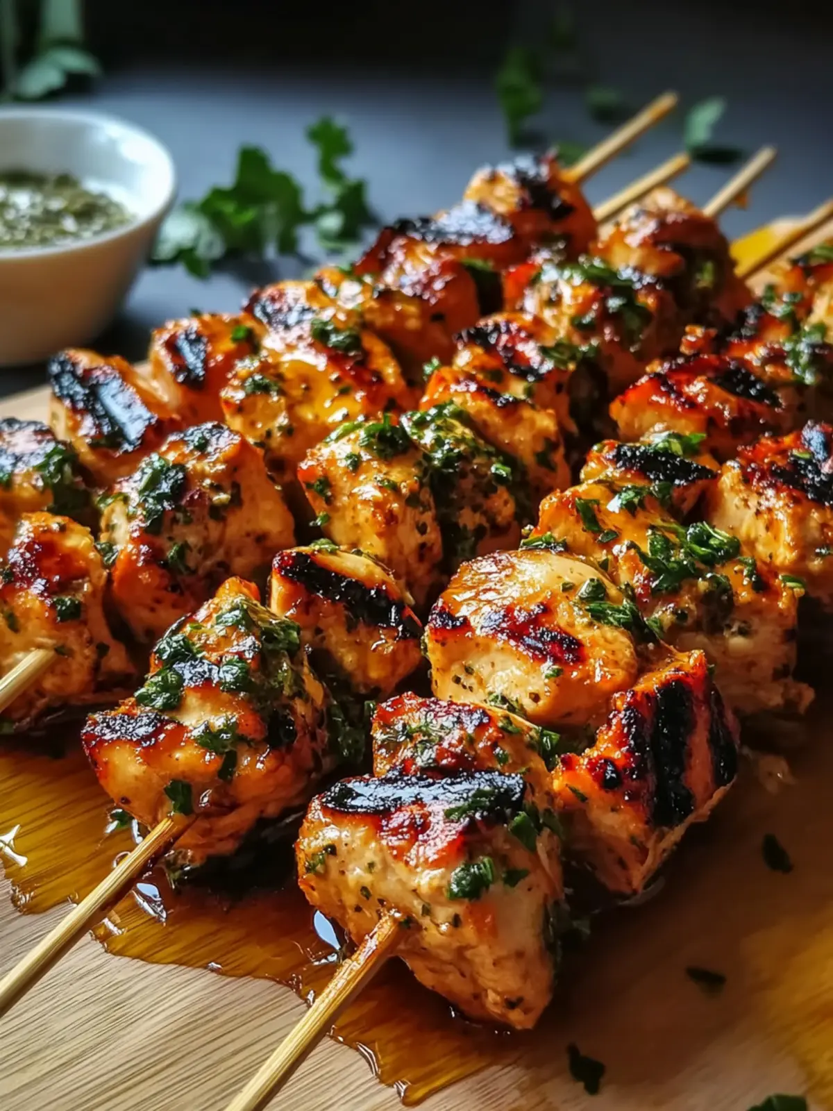 Gegrillte Hähnchenspieße mit Gartenkräuter-Honigmarinade Genuss 2 Gegrillte Hähnchenspieße mit Gartenkräuter-Honigmarinade