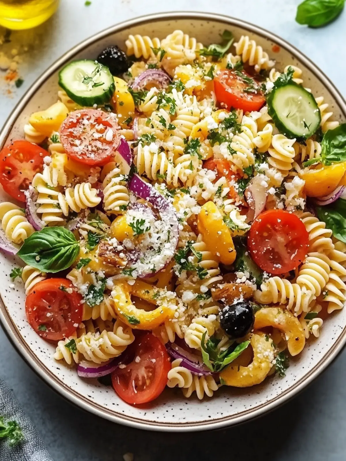 Unwiderstehlicher mediterraner Nudelsalat mit Feta und Gemüse 4 Unwiderstehlicher mediterraner Nudelsalat