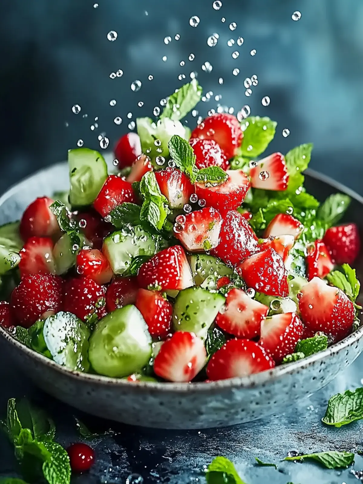 Erfrischender Gurken Erdbeersalat für heiße Sommertage 2 Gurken Erdbeersalat