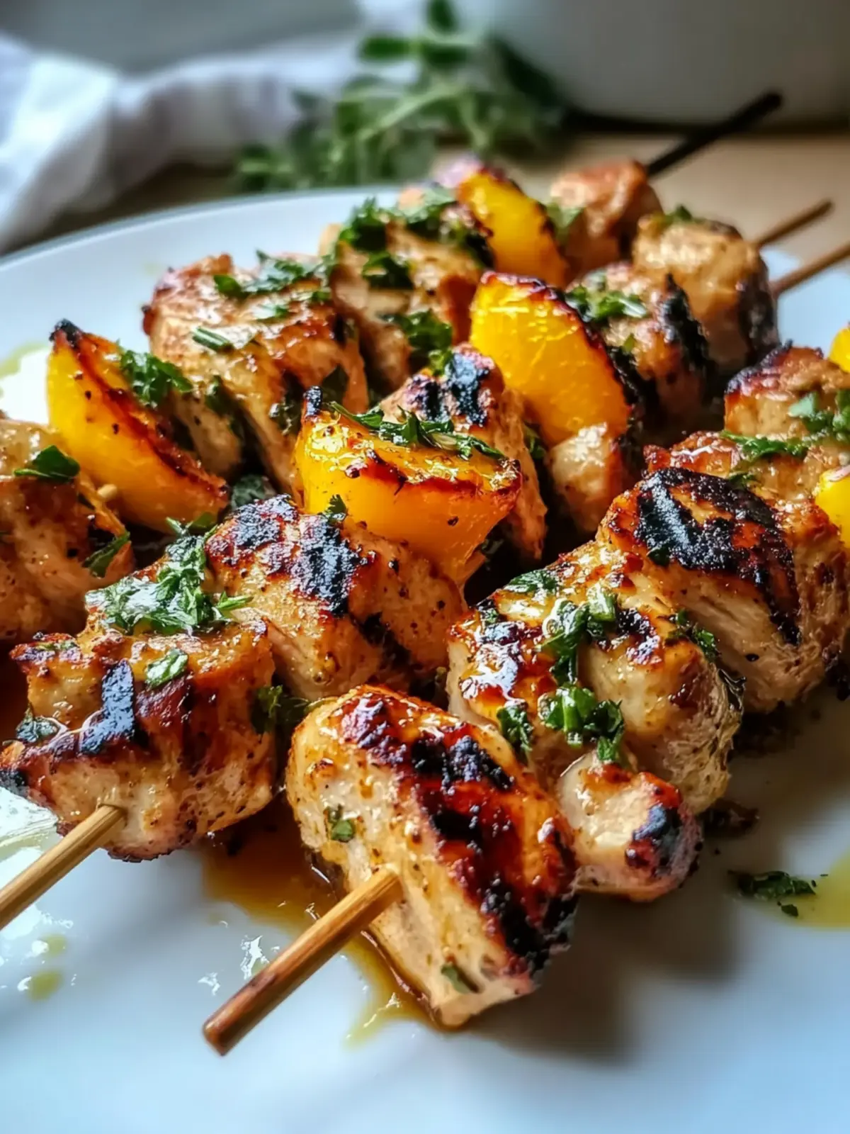 Gegrillte Hähnchenspieße mit Gartenkräuter-Honigmarinade Genuss 4 Gegrillte Hähnchenspieße mit Gartenkräuter-Honigmarinade