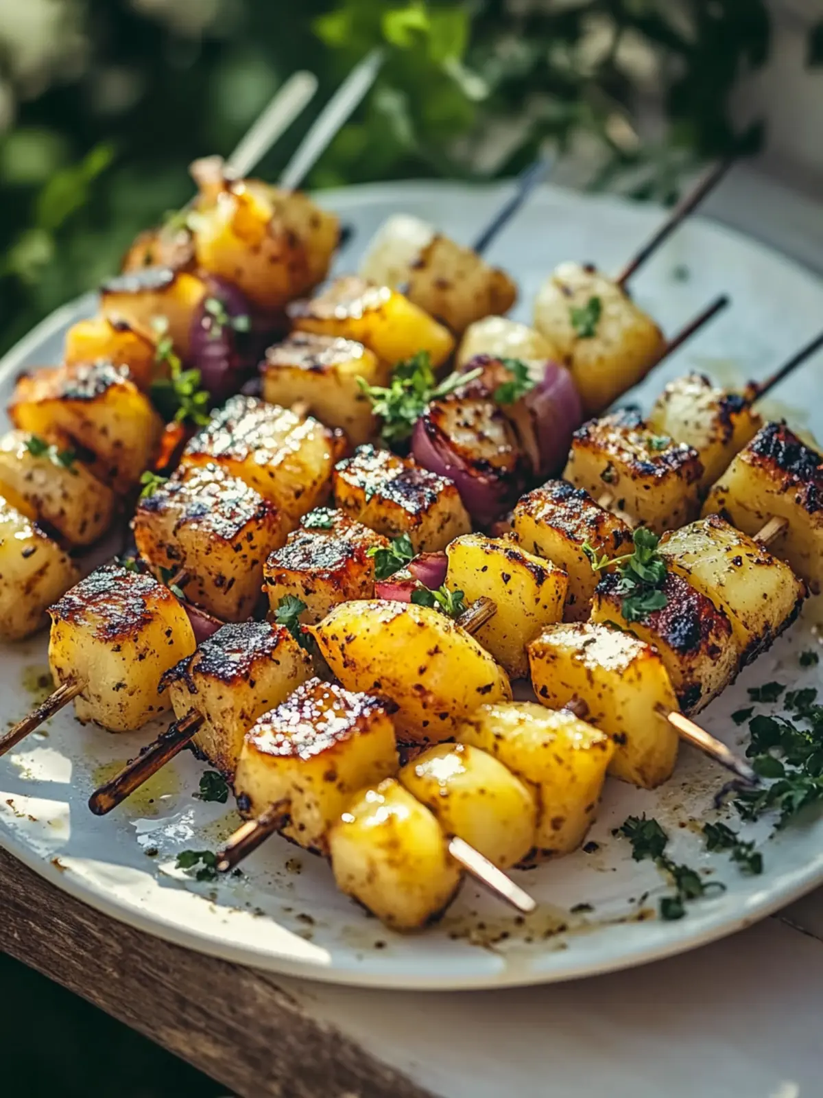 Saftige Gegrillte Honig-Senf Kartoffelspieße für den Grillspaß 4 Saftige Gegrillte Honig-Senf Kartoffelspieße