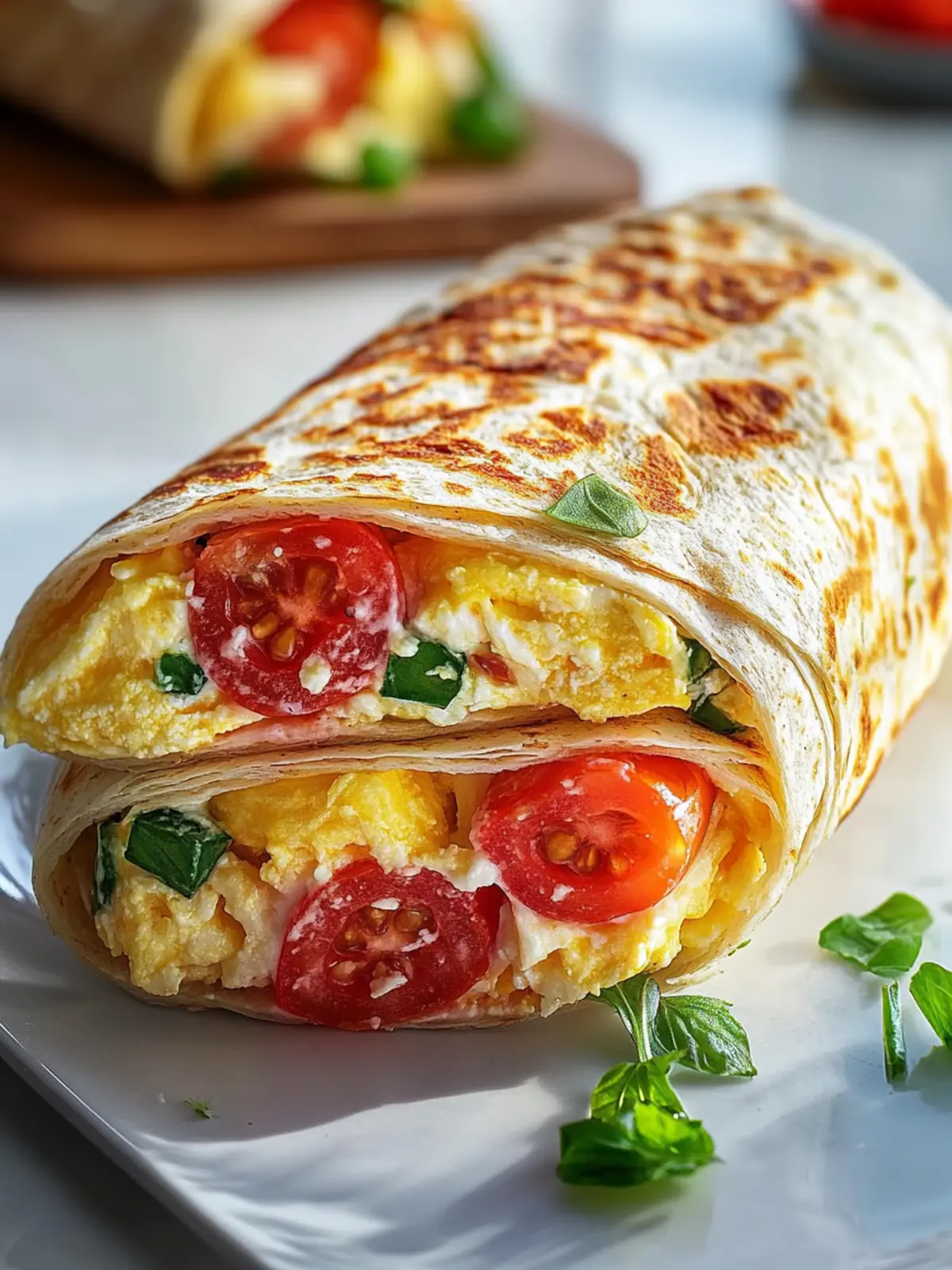 Frühstückswrap mit Ei, Käse und Tomaten: Lecker & Schnell! 4 Frühstückswrap mit Ei, Käse und Tomaten