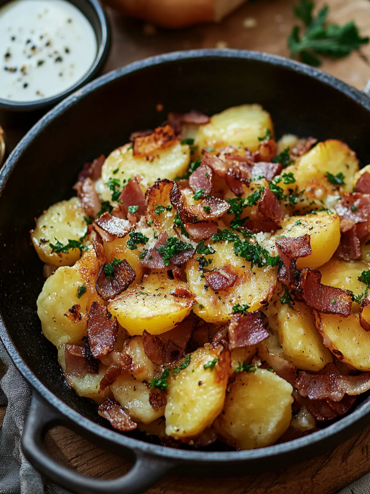 Bratkartoffeln mit Speck und Zwiebeln aus der Heißluftfritteuse: Schnell & Knusprig 4 Bratkartoffeln mit Speck und Zwiebeln aus der Heißluftfritteuse