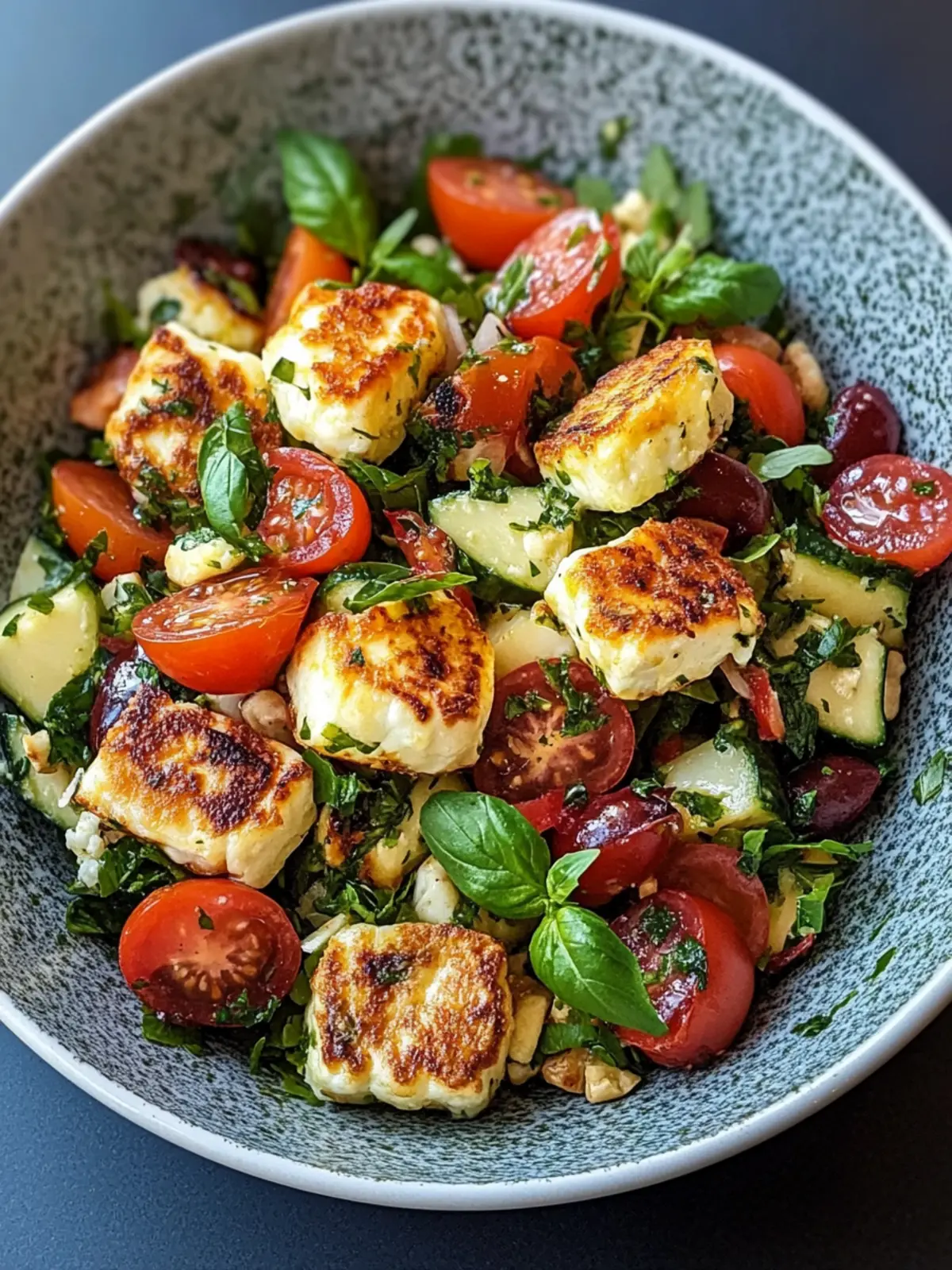 Kritharaki-Salat mit Halloumi-Croutons für den perfekten Genuss 3 Kritharaki-Salat mit Halloumi-Croutons