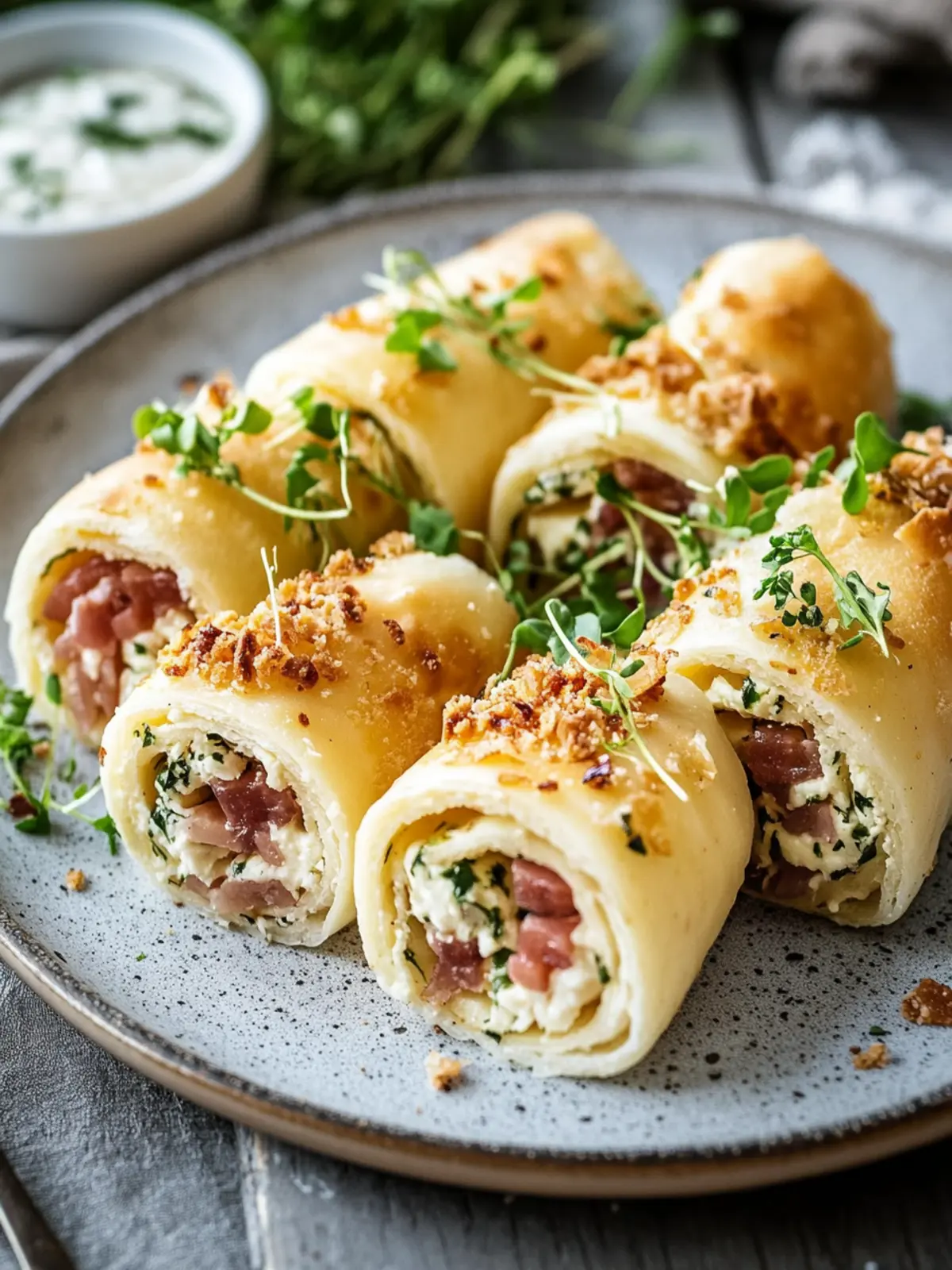Frühstücksrollen mit Rührei und Speck