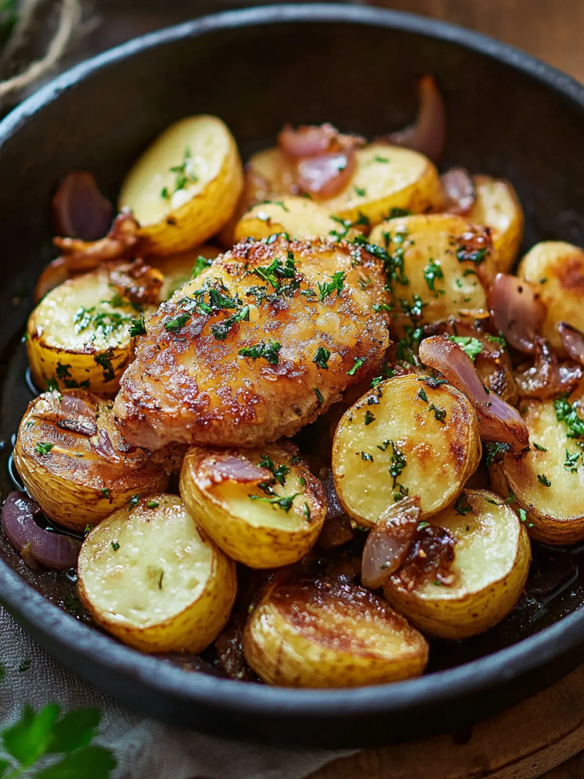 Bratkartoffeln mit Speck und Zwiebeln aus der Heißluftfritteuse