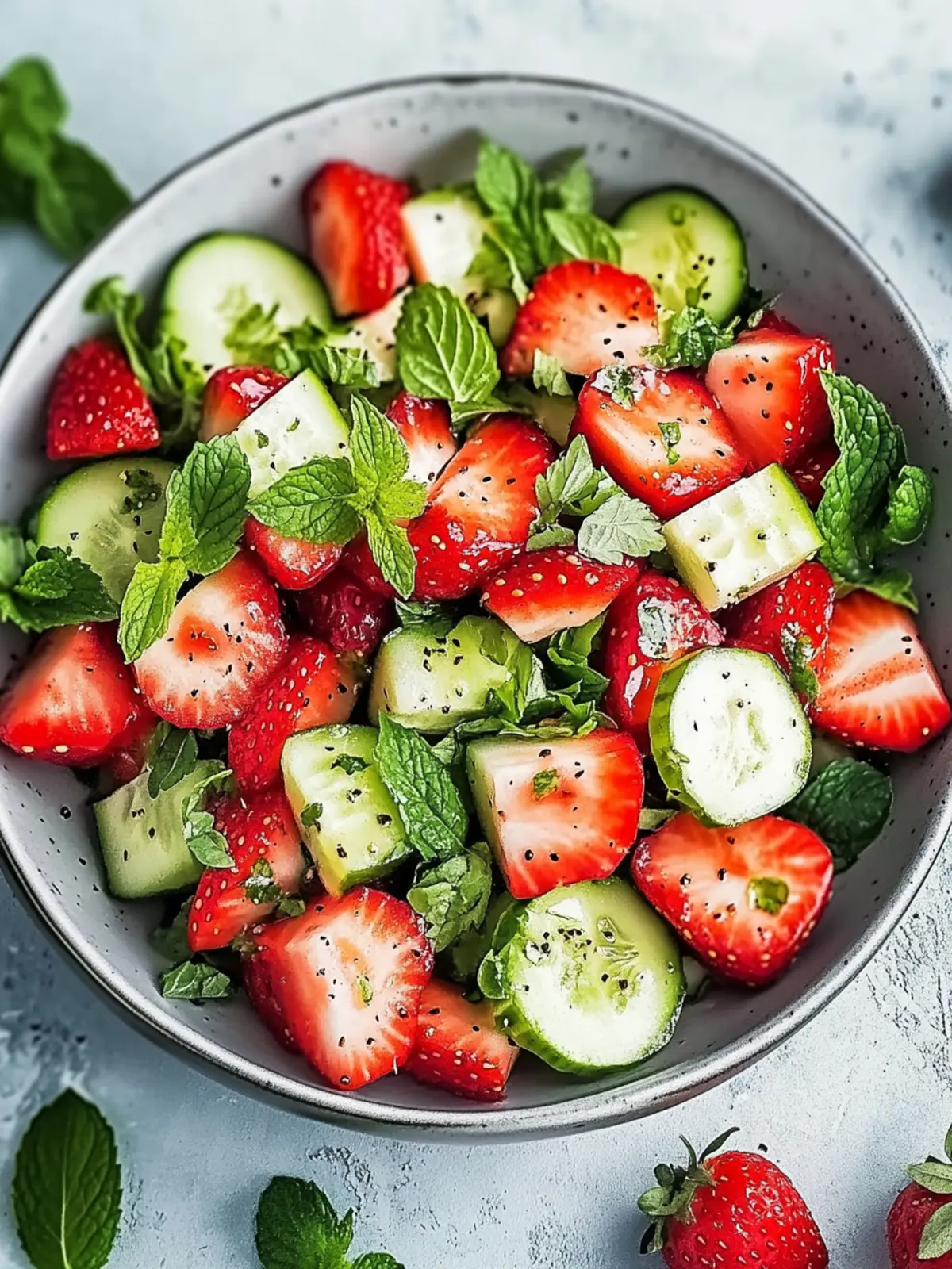 Erfrischender Gurken Erdbeersalat für heiße Sommertage 3 Gurken Erdbeersalat