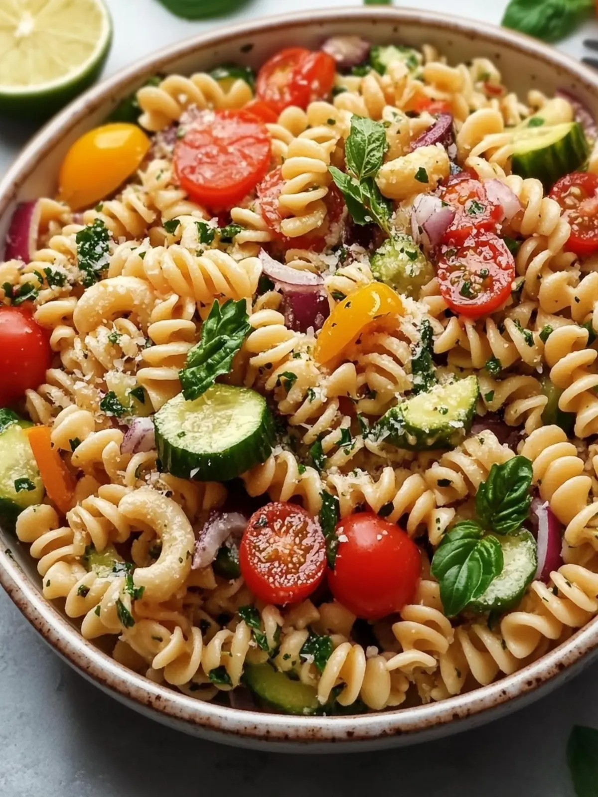 Unwiderstehlicher mediterraner Nudelsalat mit Feta und Gemüse 3 Unwiderstehlicher mediterraner Nudelsalat