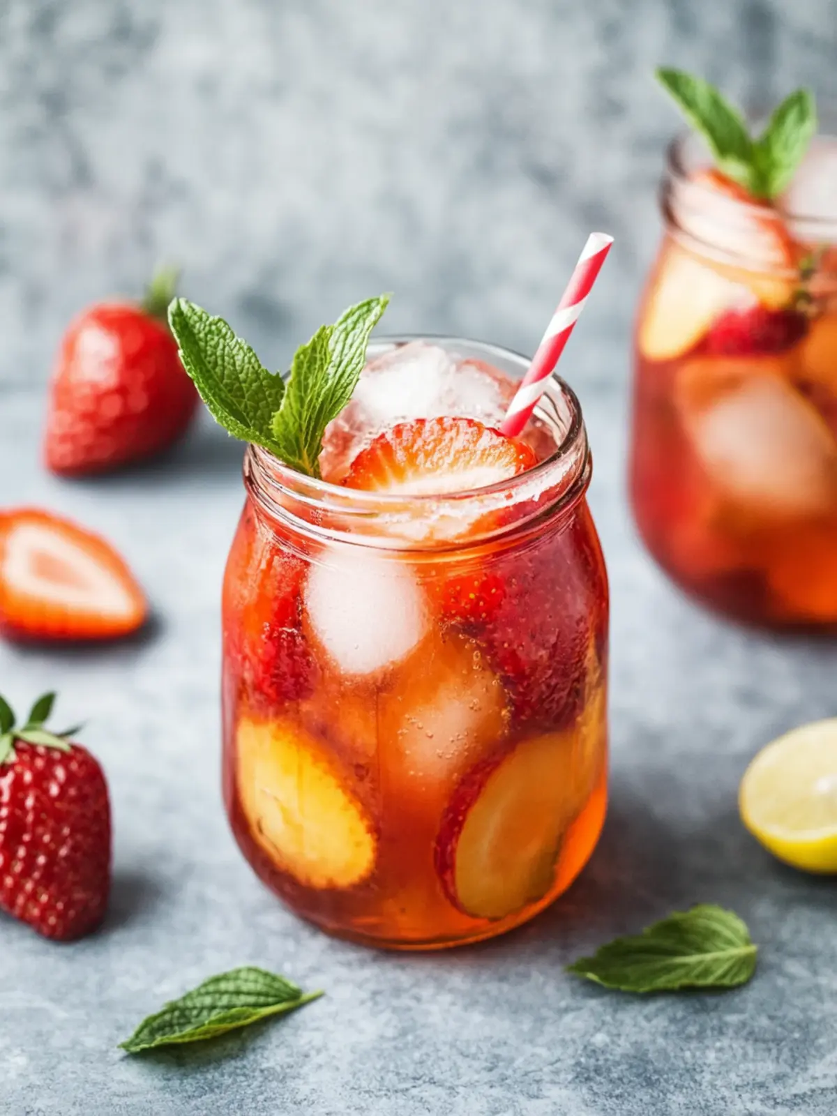 Erdbeereistee: Erfrischendes Low-Sugar Sommergetränk 4 Erdbeereistee