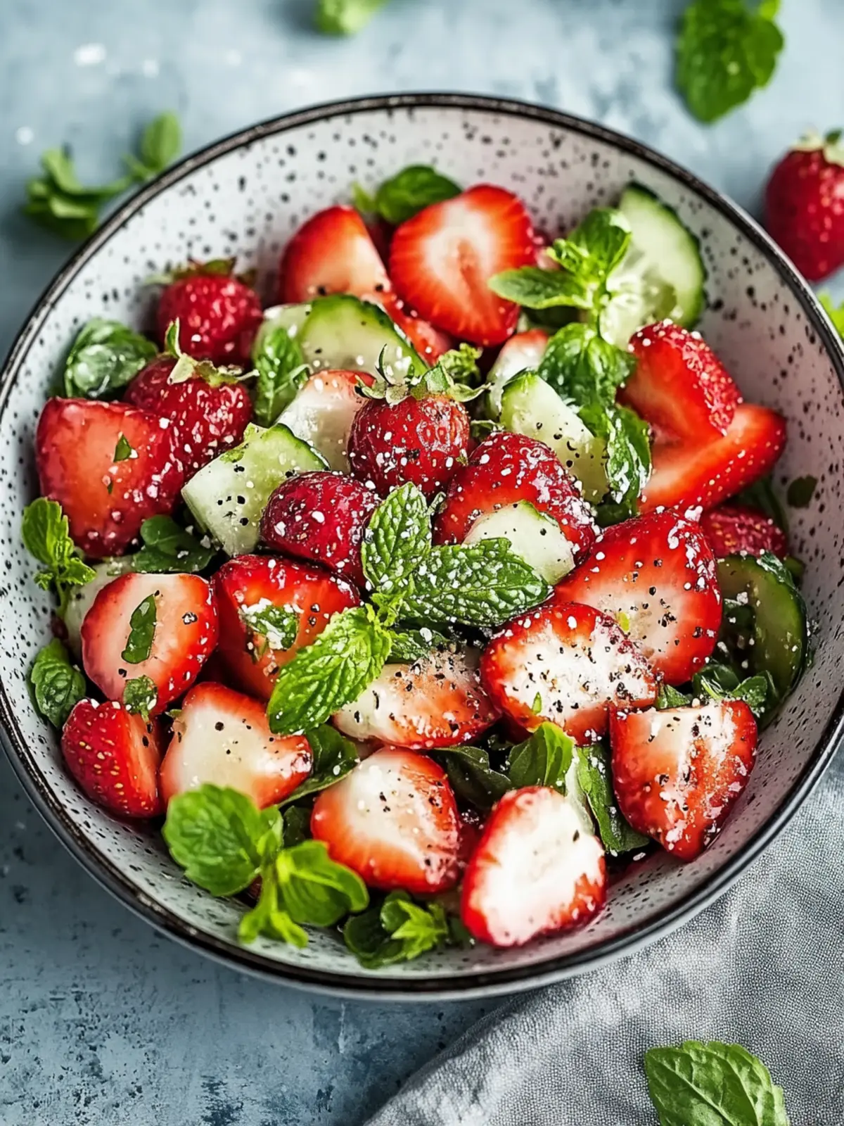 Erfrischender Gurken Erdbeersalat für heiße Sommertage 5 Gurken Erdbeersalat